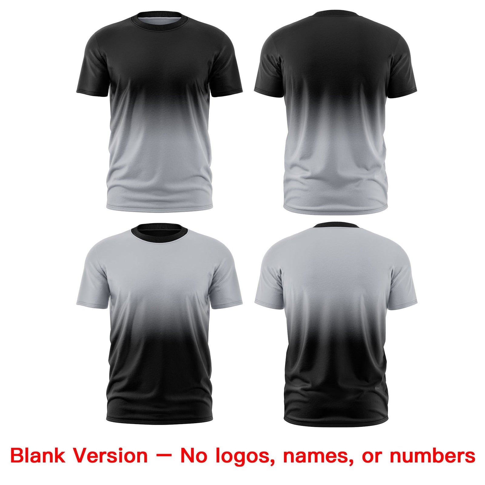 Custom Silver Black Gradient Fashion Reversible Quick Dry T-shirt| KXKSHOP