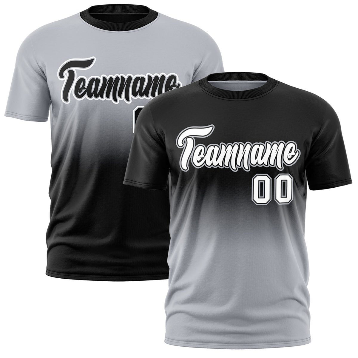 Custom Silver Black Gradient Fashion Reversible Quick Dry T-shirt| KXKSHOP