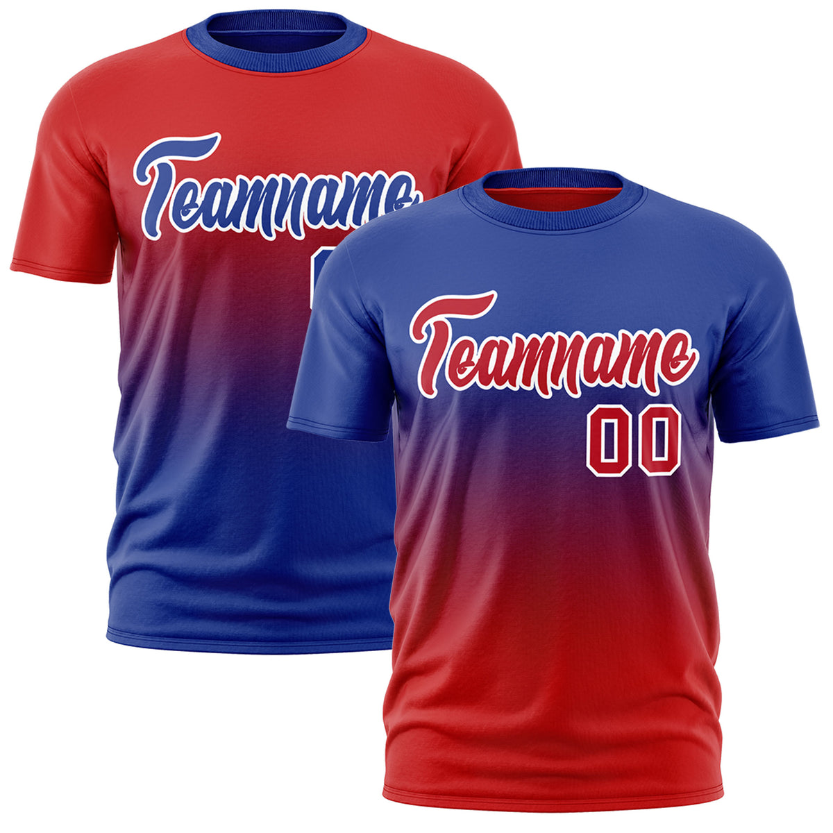 Custom Red Royal Blue Gradient Fashion Reversible Lightweight T-shirt| KXKSHOP