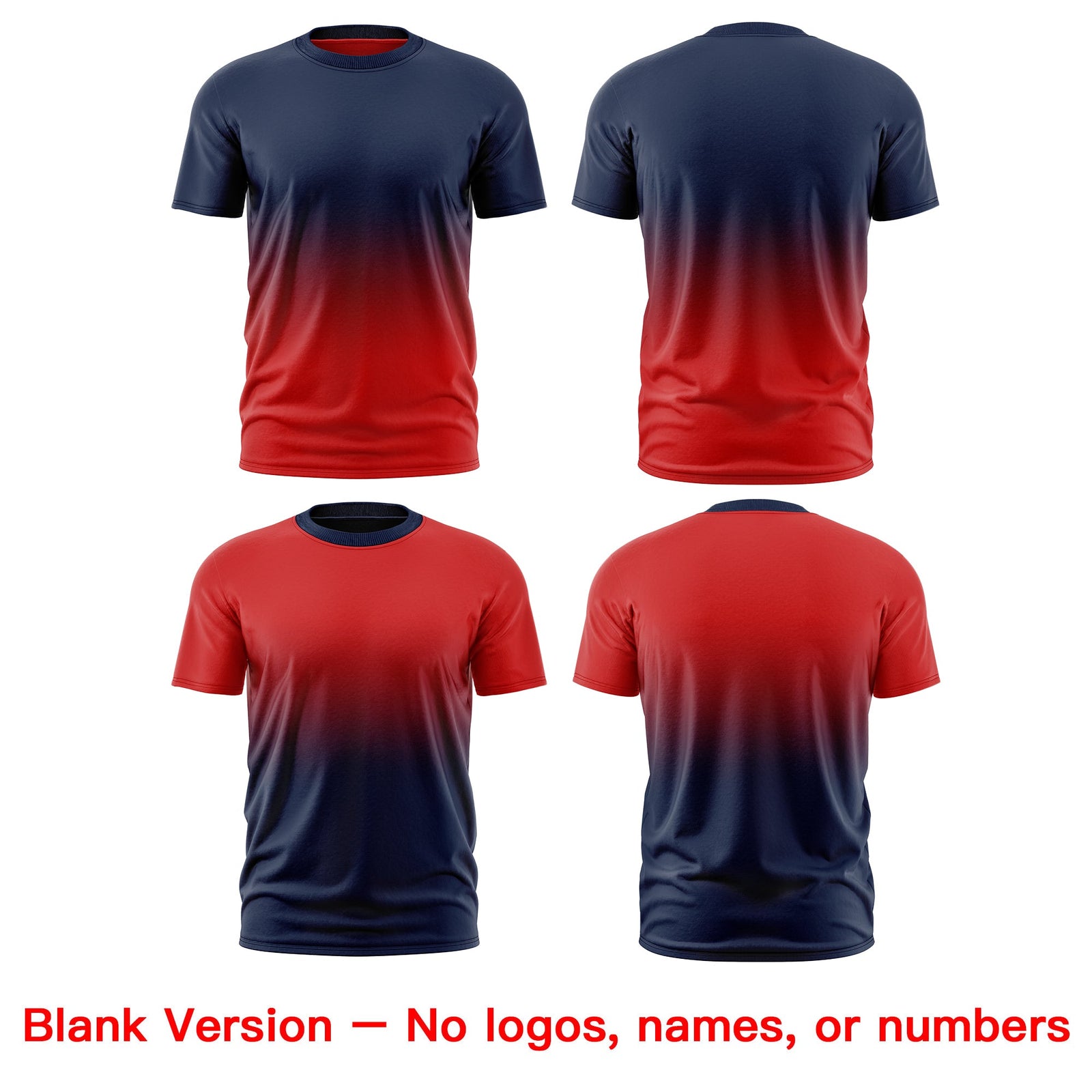 Custom Red Navy Gradient Fashion Reversible Quick Dry T-shirt| KXKSHOP