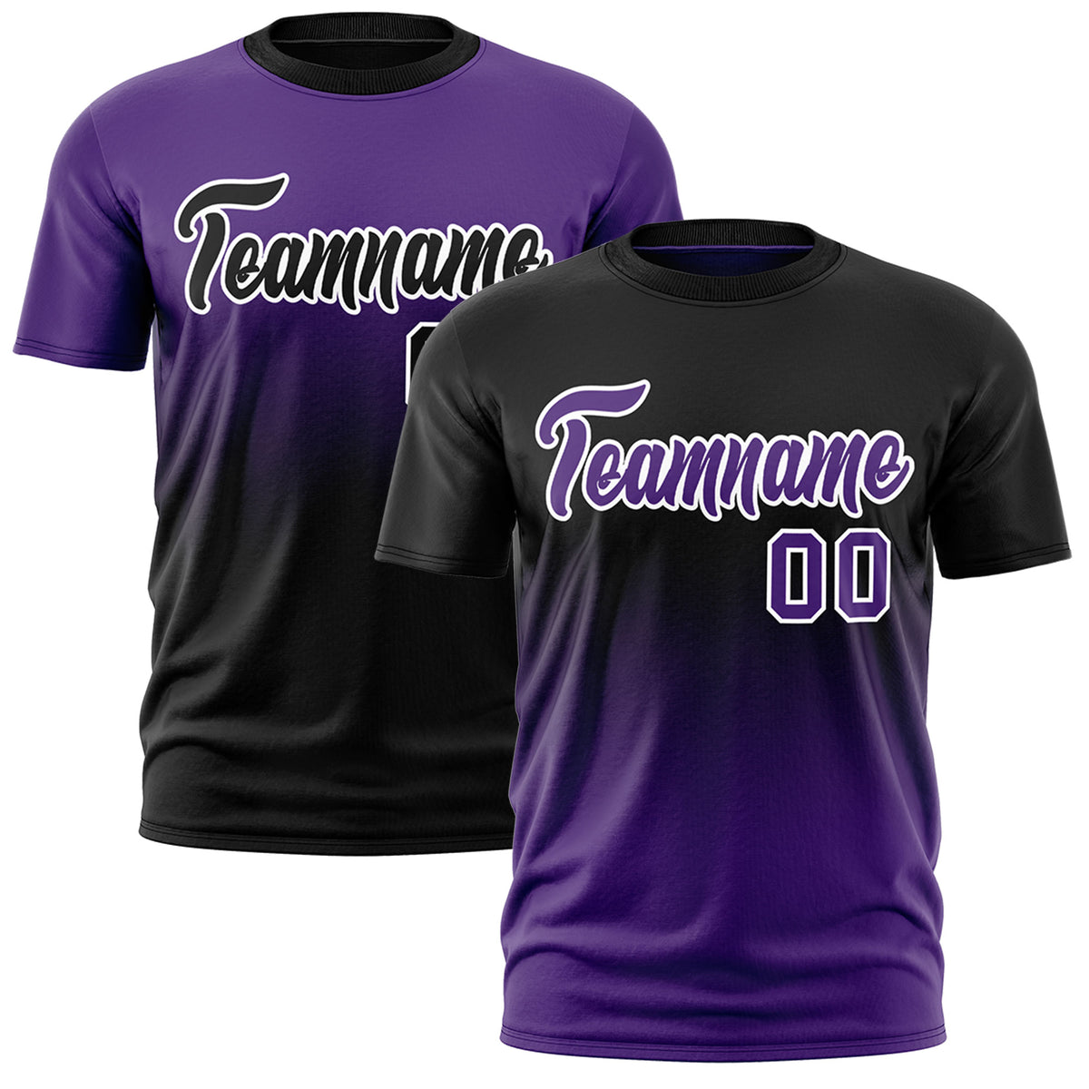Custom Black Purple Purple Gradient Fashion Reversible Lightweight T-shirt| KXKSHOP