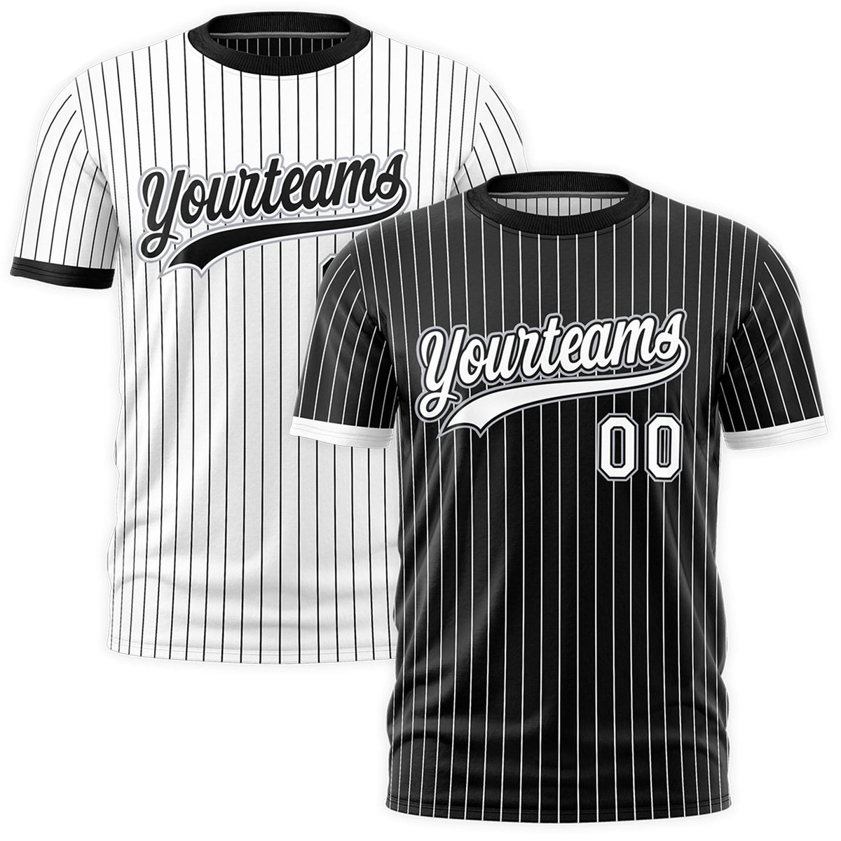 Custom White Black Silver Reversible Stripe Fashion T-shirt| KXKSHOP