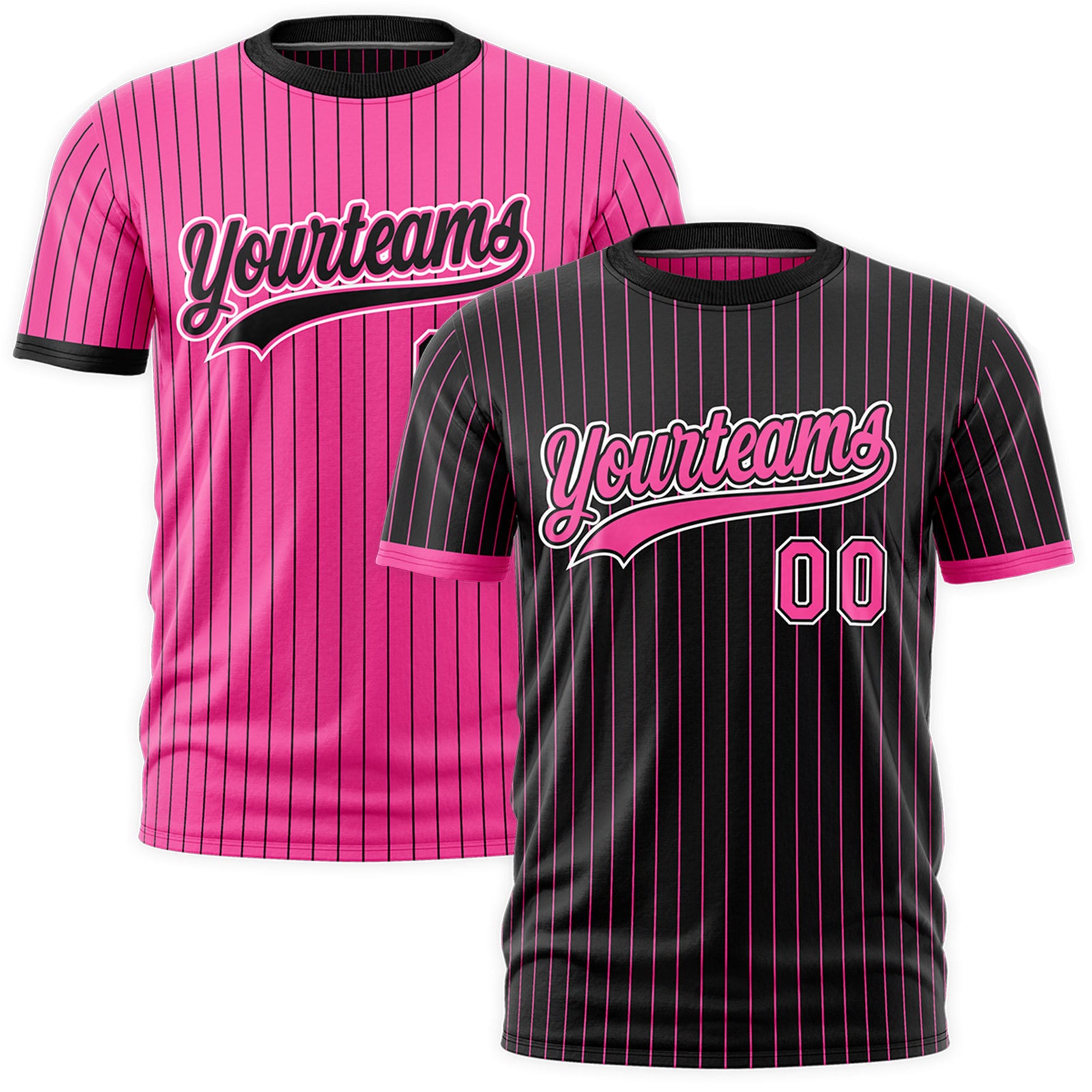 Custom Pink Black White Reversible Stripe Fashion T-shirt| KXKSHOP