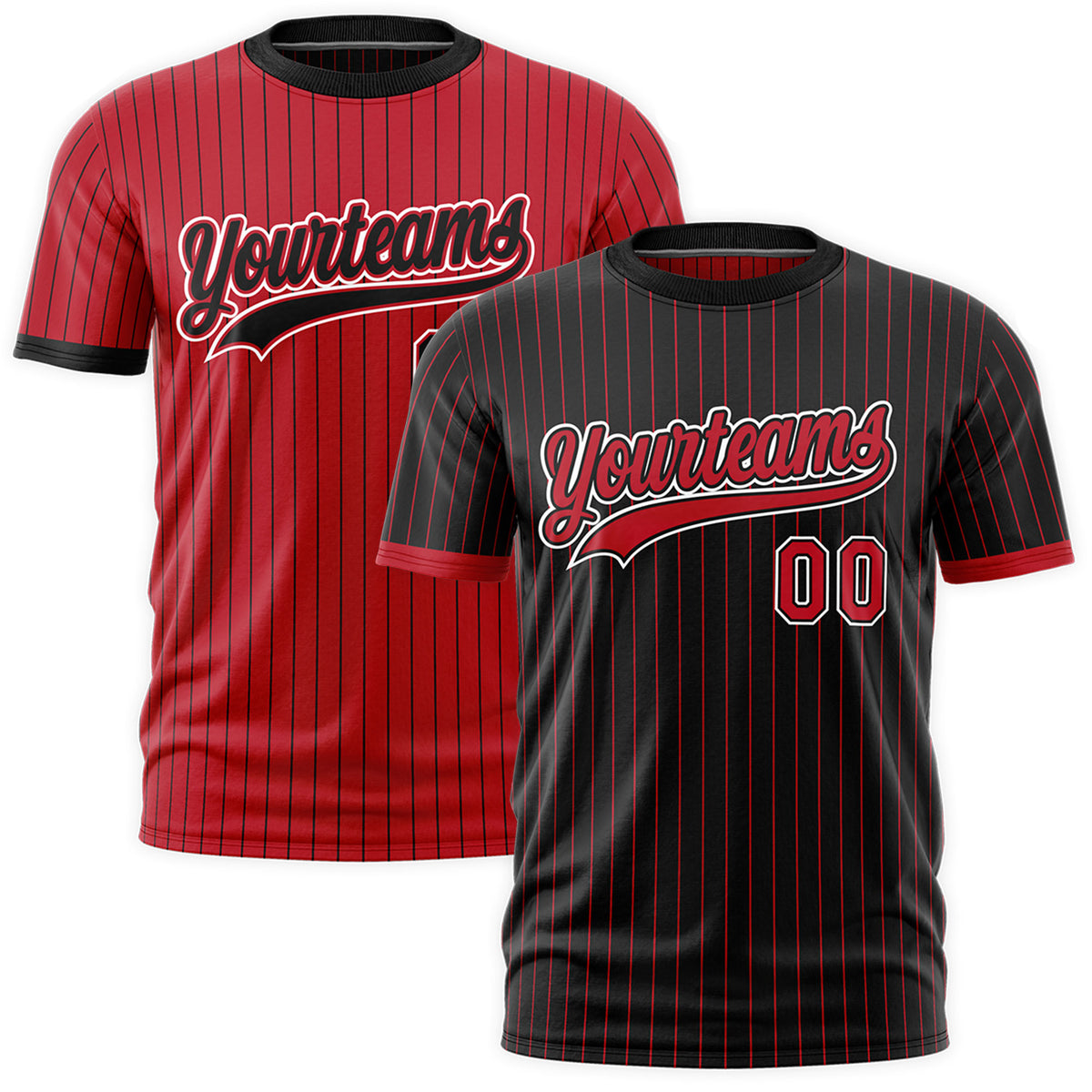 Custom Red Black White Reversible Stripe Fashion T-shirt| KXKSHOP