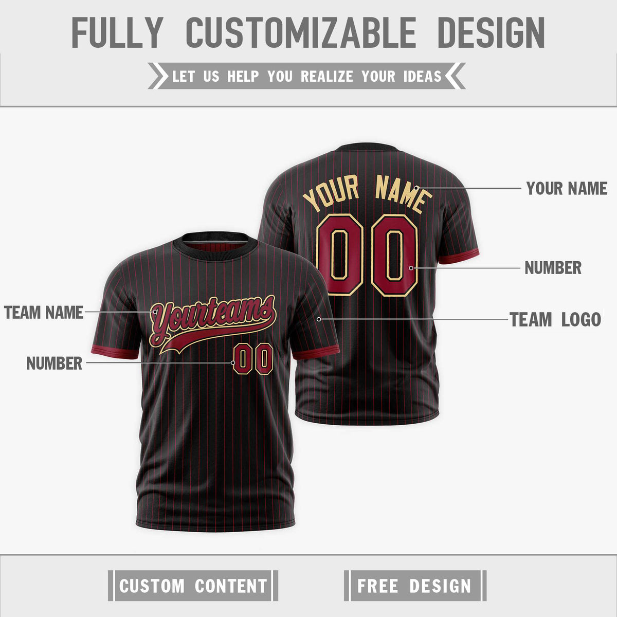 Custom Crimson Black Khaki Reversible Stripe Fashion T-shirt| KXKSHOP