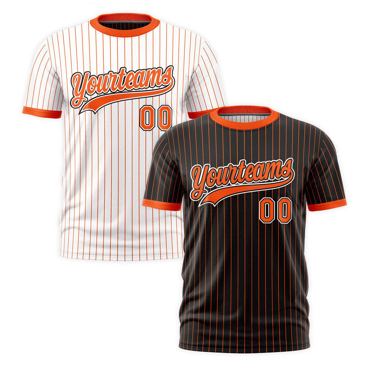 Custom Orange Black White Reversible Stripe Fashion T-shirt| KXKSHOP