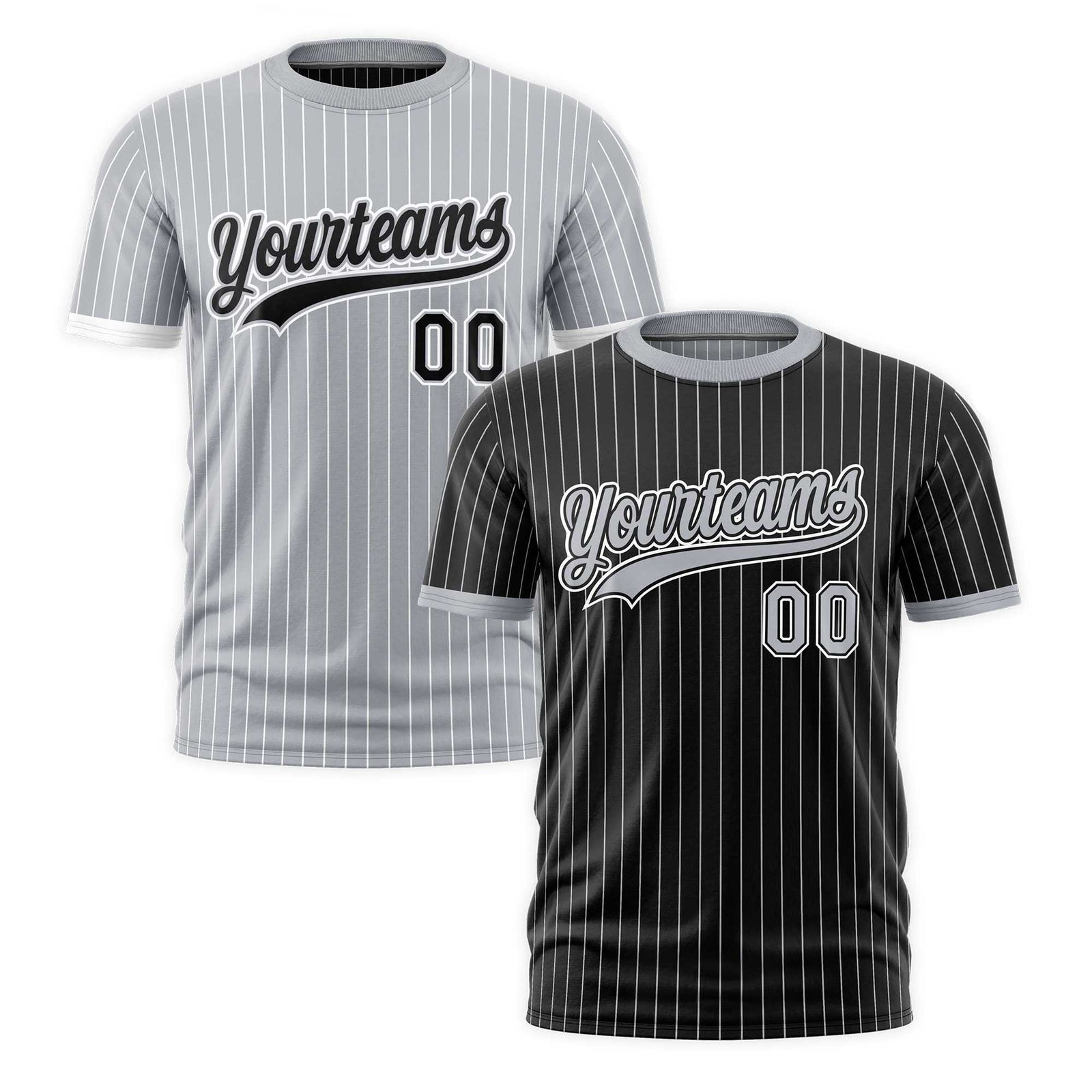Custom Silver Black White Reversible Stripe Fashion T-shirt| KXKSHOP