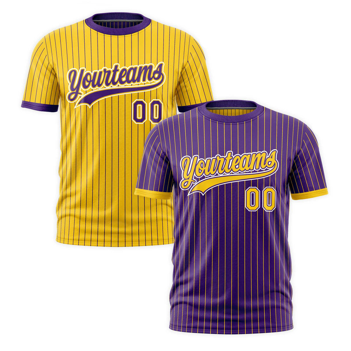 Custom Gold Purple White Reversible Stripe Fashion T-shirt| KXKSHOP