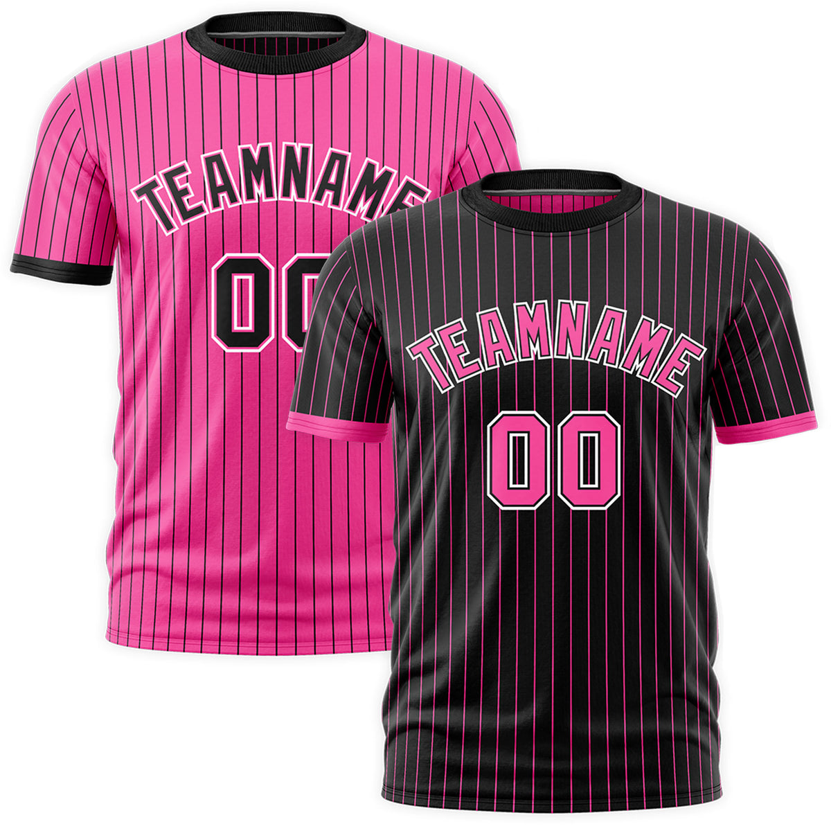 Custom Pink Black White Reversible Stripe Fashion T-shirt| KXKSHOP