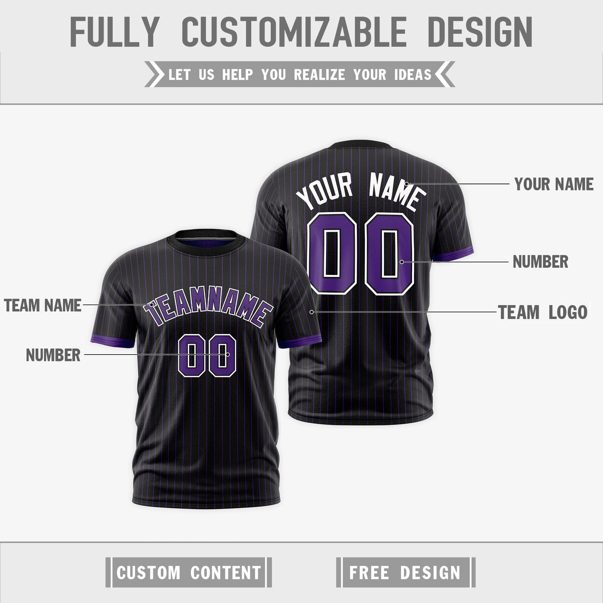 Custom Purple Black White Reversible Stripe Fashion T-shirt| KXKSHOP