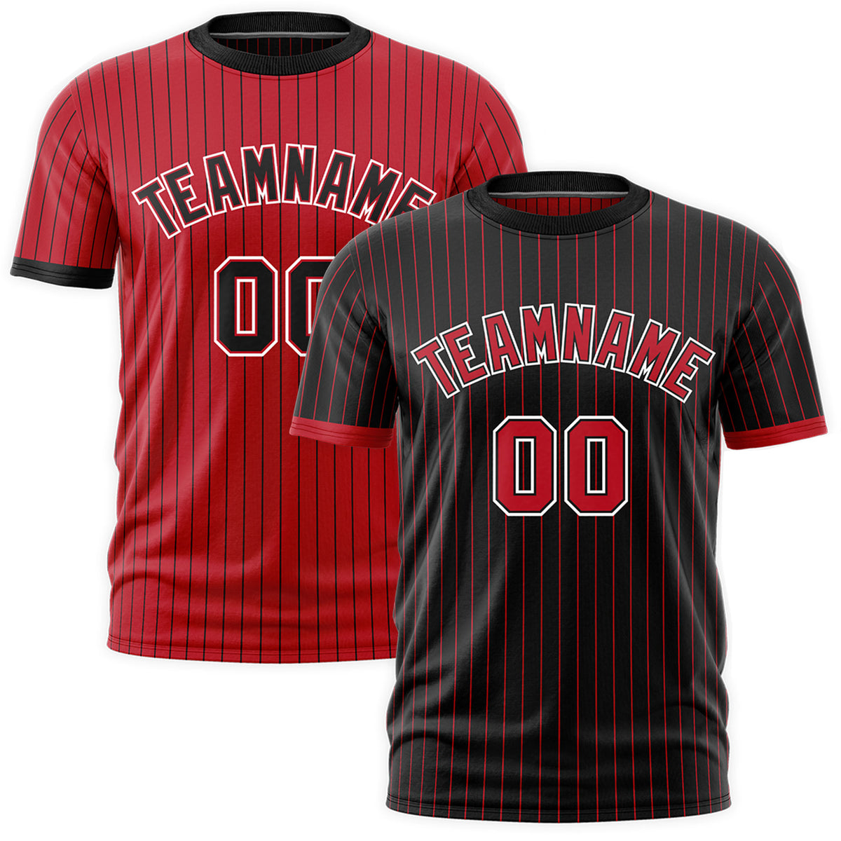 Custom Red Black White Reversible Stripe Fashion T-shirt| KXKSHOP