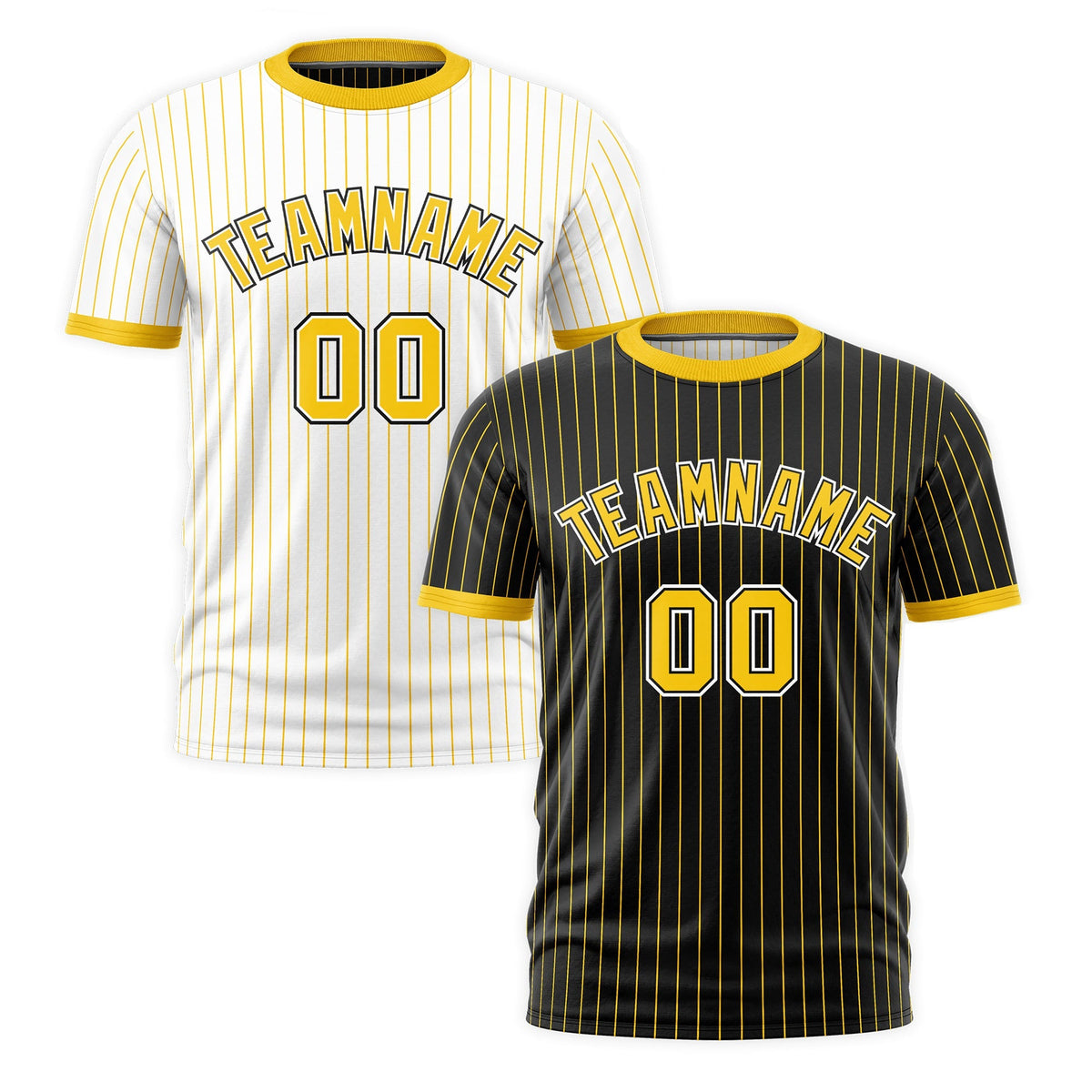 Custom Gold Black White Reversible Stripe Fashion T-shirt| KXKSHOP