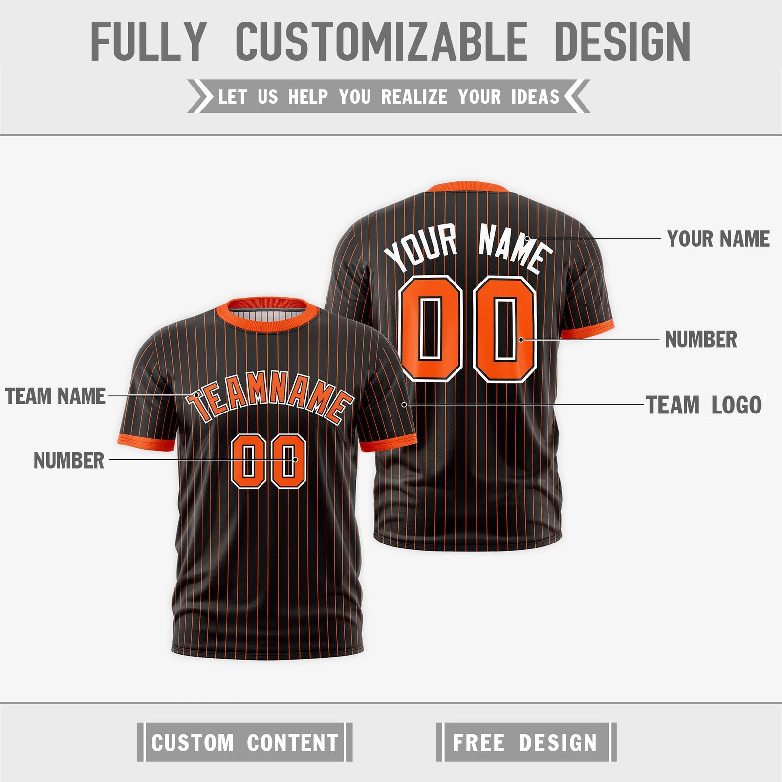 Custom Orange Black White Reversible Stripe Fashion T-shirt| KXKSHOP