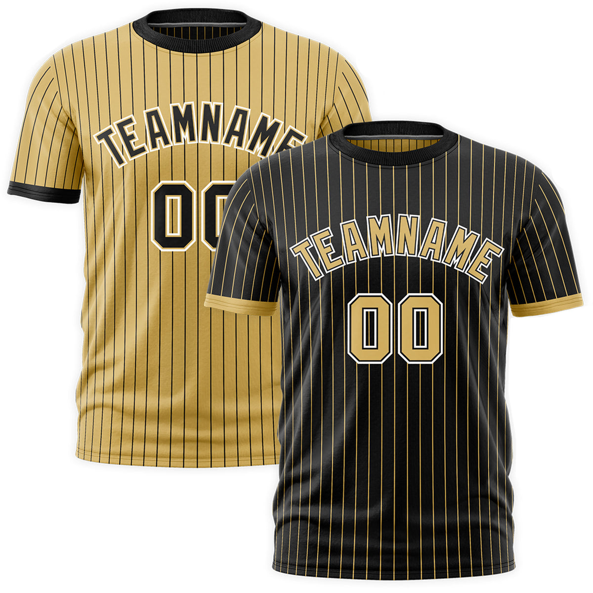 Custom Old Gold Black White Reversible Stripe Fashion T-shirt| KXKSHOP