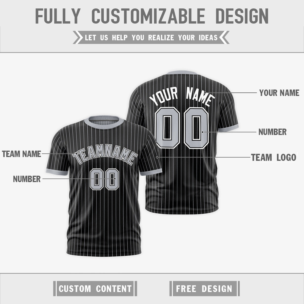 Custom Silver Black White Reversible Stripe Fashion T-shirt| KXKSHOP