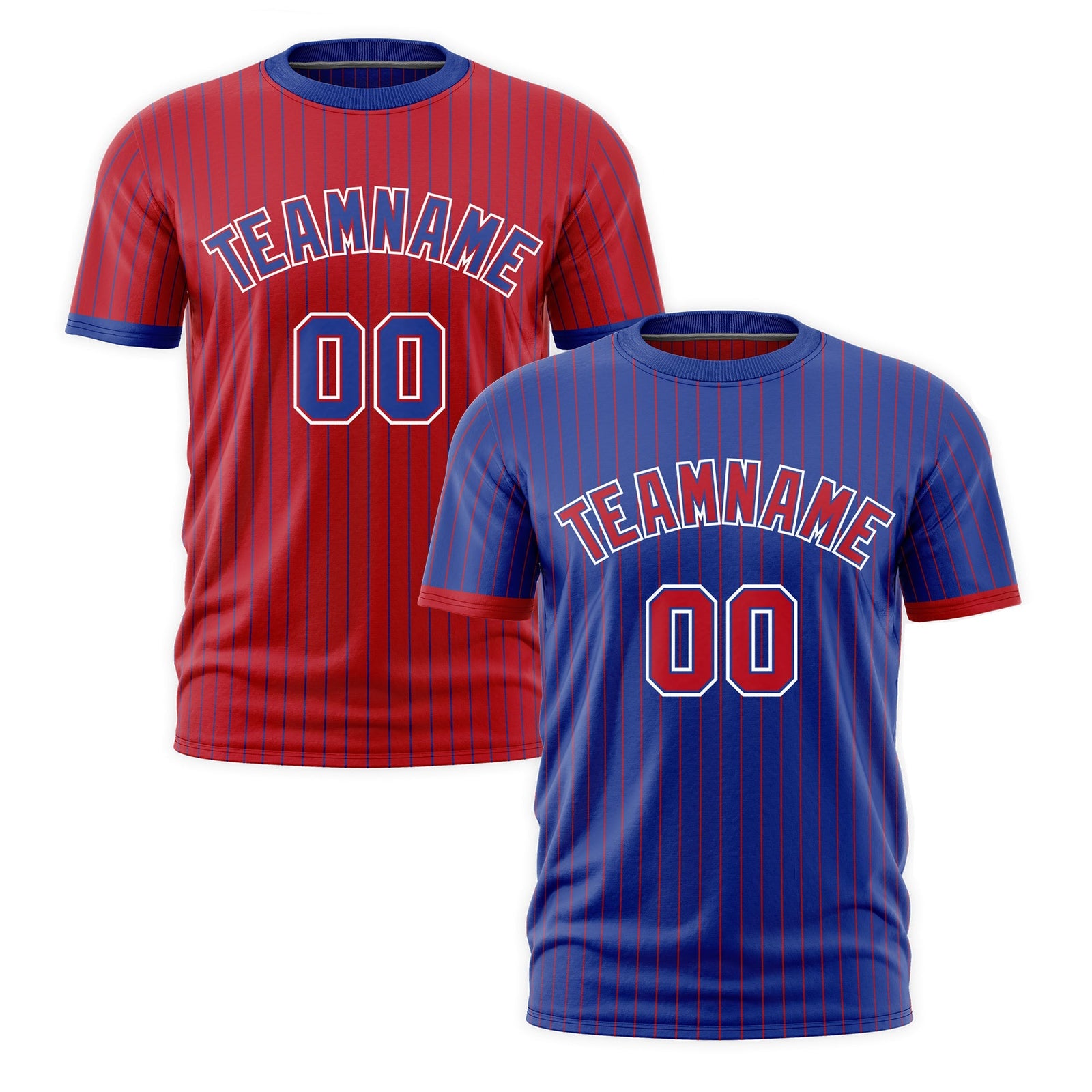 Custom Red Royal Blue White Reversible Stripe Fashion T-shirt| KXKSHOP