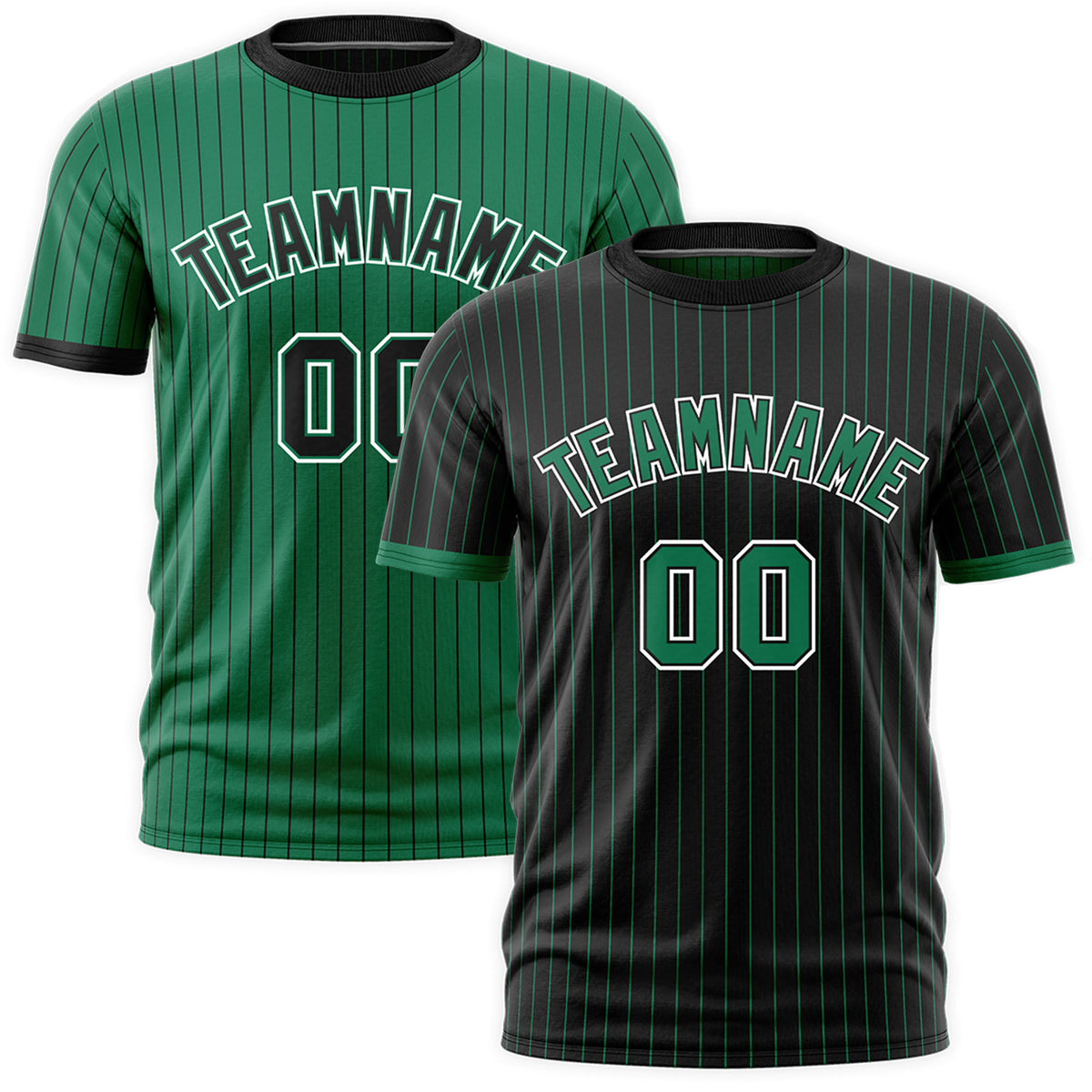 Custom Kelly Green Black White Reversible Stripe Fashion T-shirt| KXKSHOP