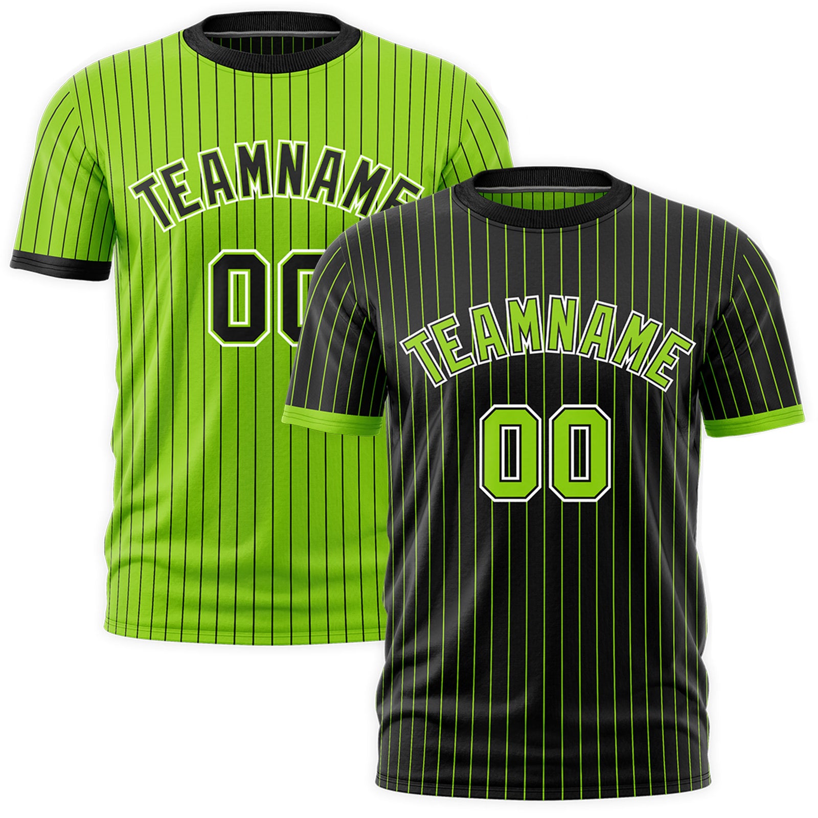 Custom Neon Green Black White Reversible Stripe Fashion T-shirt| KXKSHOP