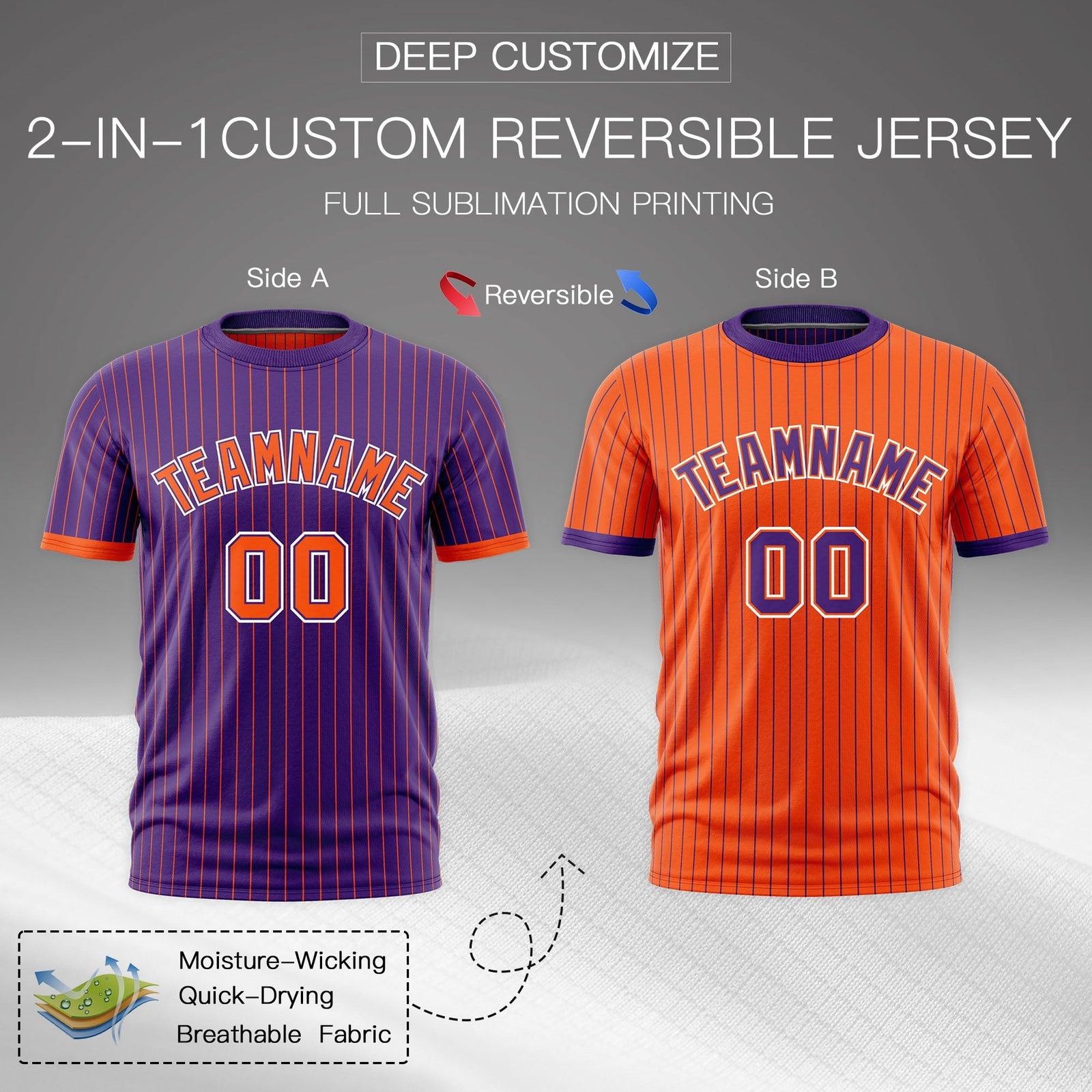 Custom Orange Purple White Reversible Stripe Fashion T-shirt| KXKSHOP
