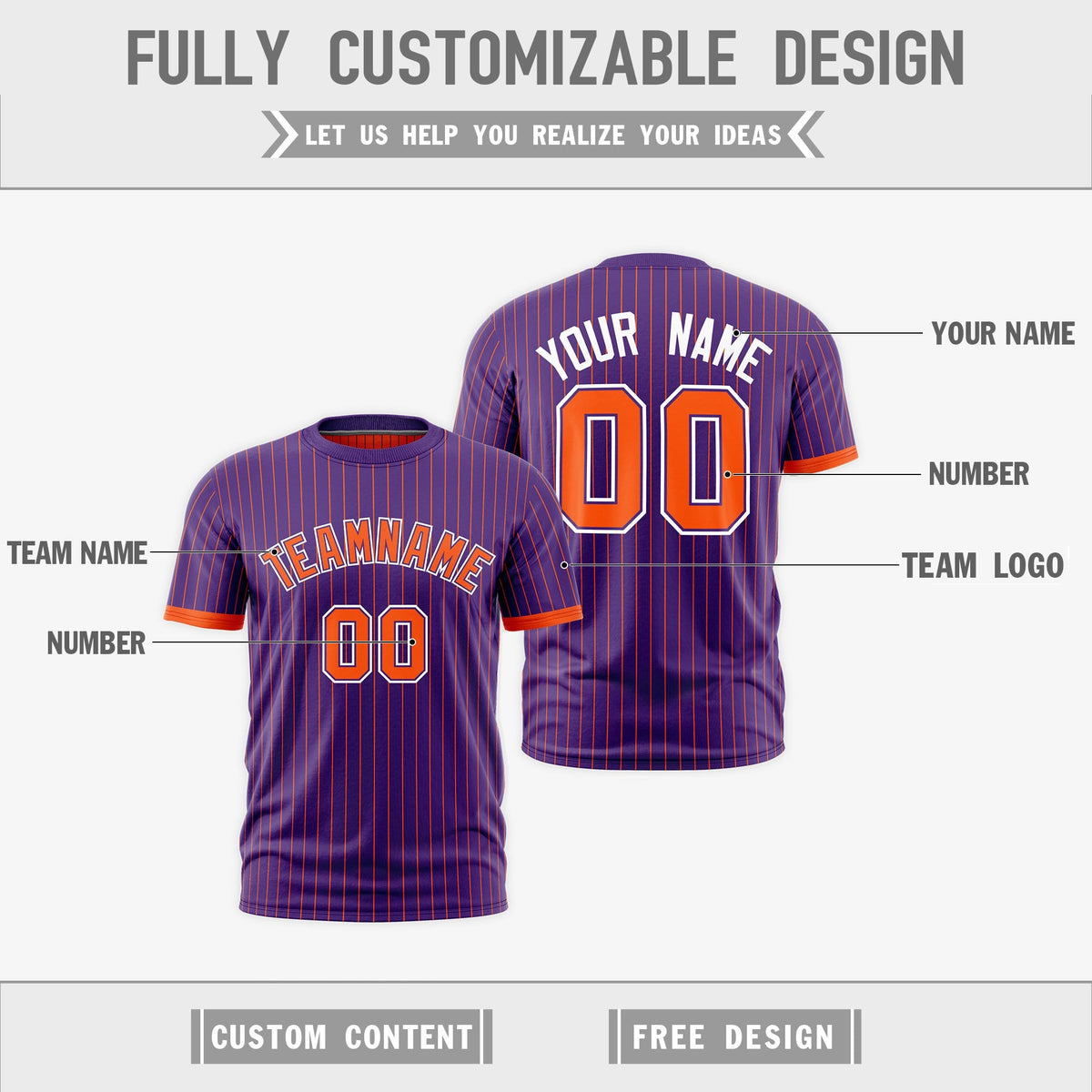 Custom Orange Purple White Reversible Stripe Fashion T-shirt| KXKSHOP