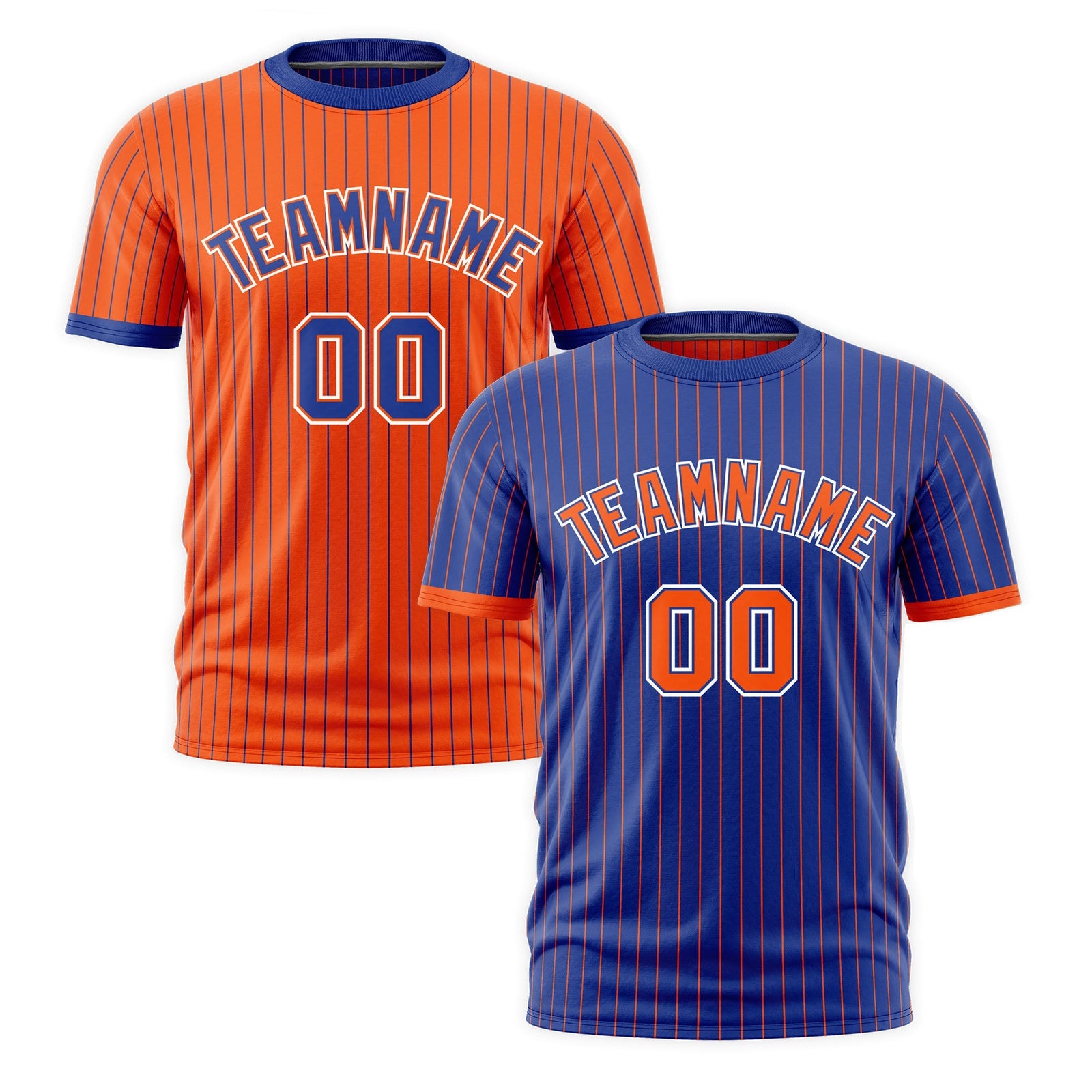 Custom Orange Royal Blue White Reversible Stripe Fashion T-shirt| KXKSHOP