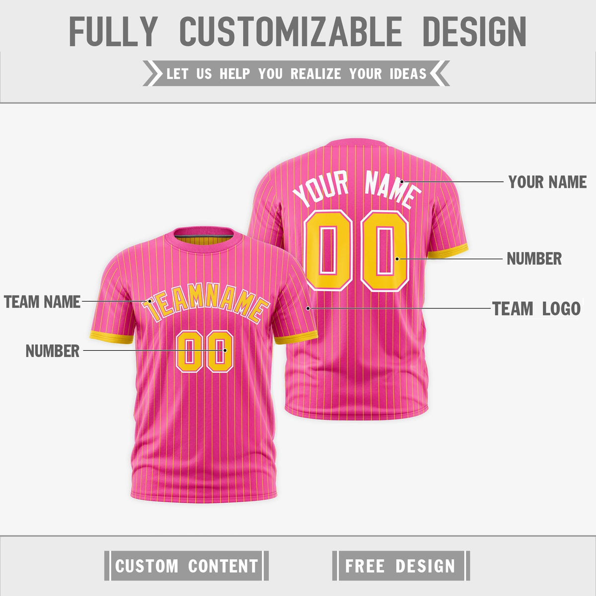 Custom Gold Pink White Reversible Stripe Fashion T-shirt| KXKSHOP