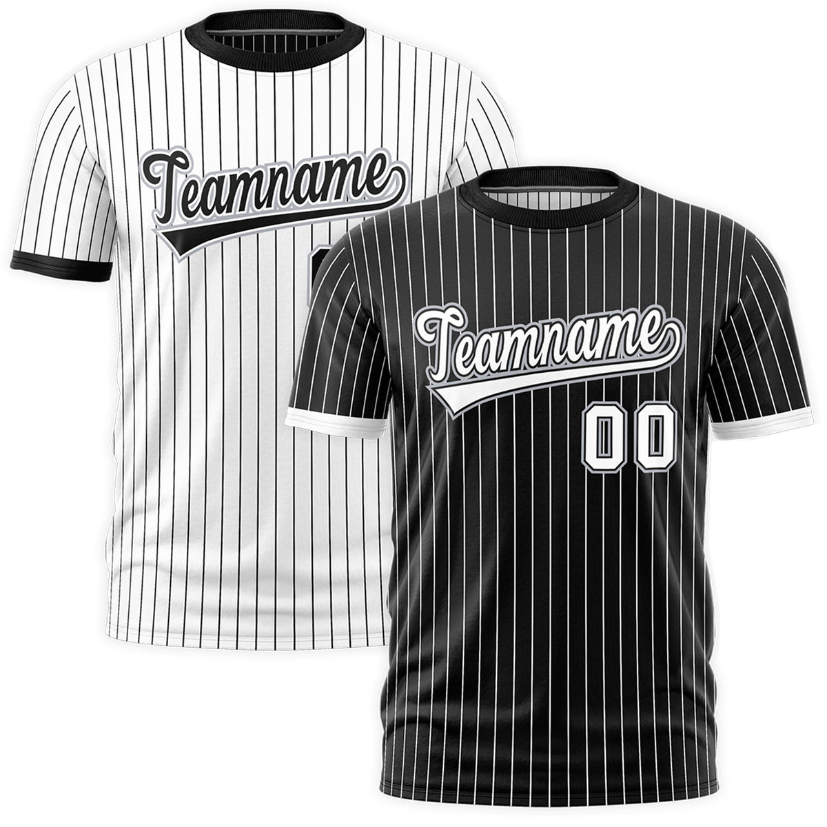 Custom White Black Silver Reversible Stripe Fashion T-shirt| KXKSHOP