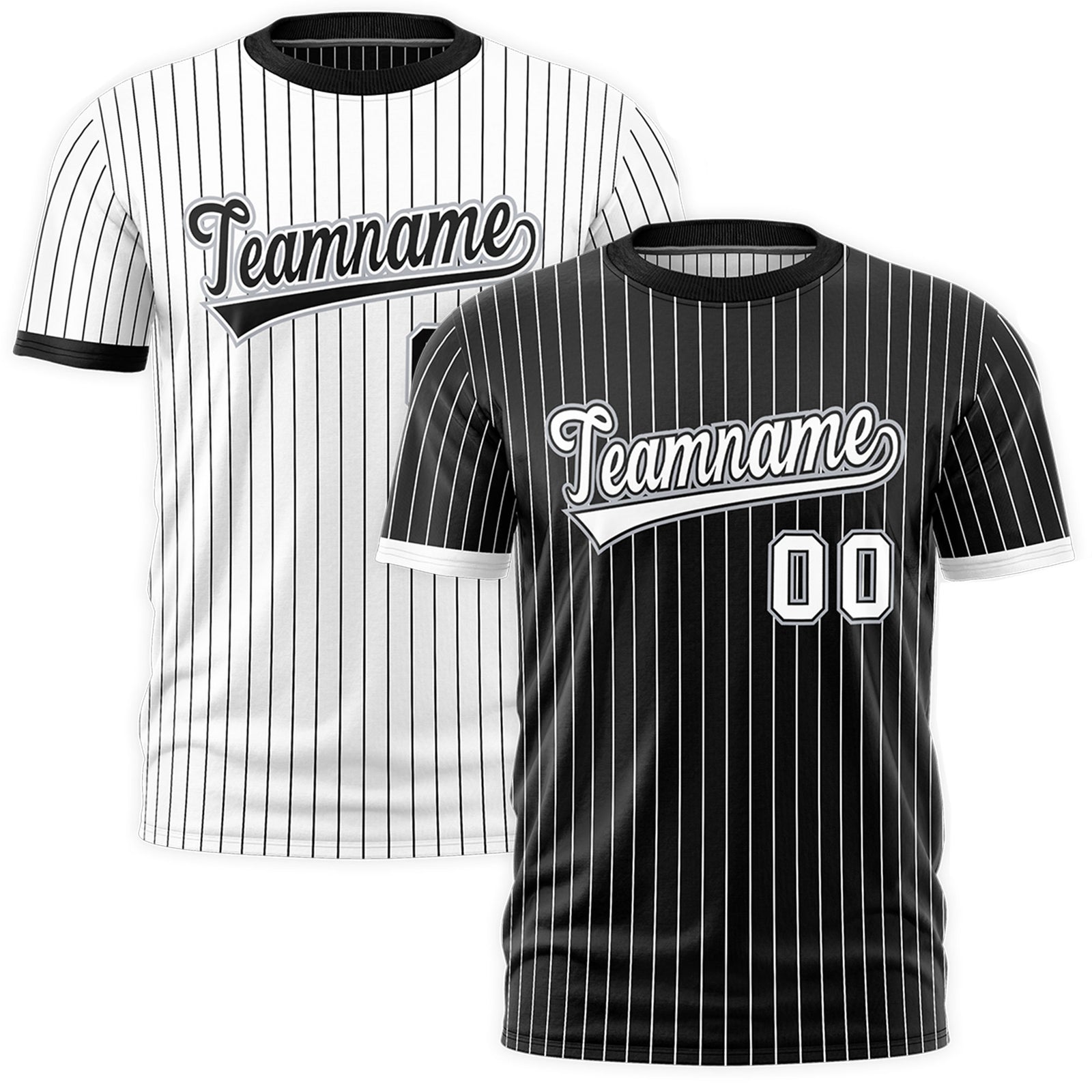 Custom White Black Silver Reversible Stripe Fashion T-shirt| KXKSHOP