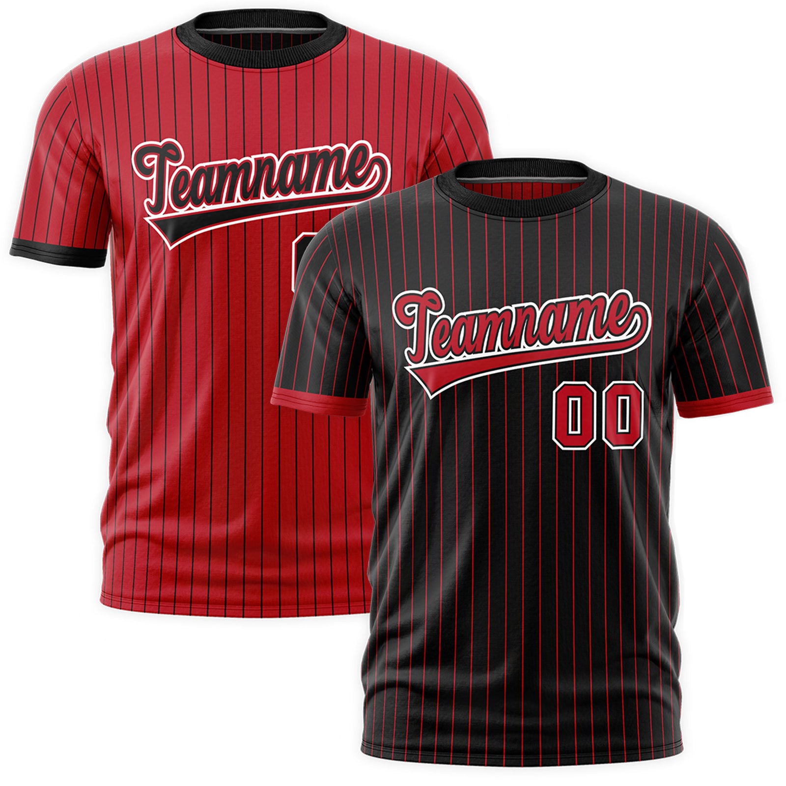 Custom Red Black White Reversible Stripe Fashion T-shirt| KXKSHOP