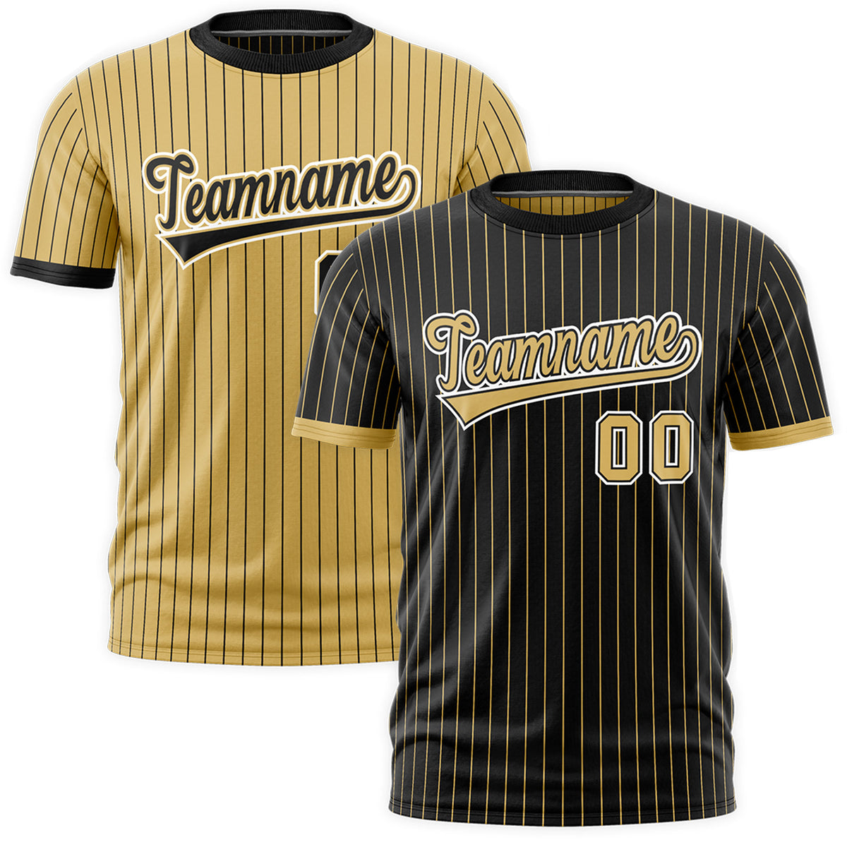 Custom Old Gold Black White Reversible Stripe Fashion T-shirt| KXKSHOP