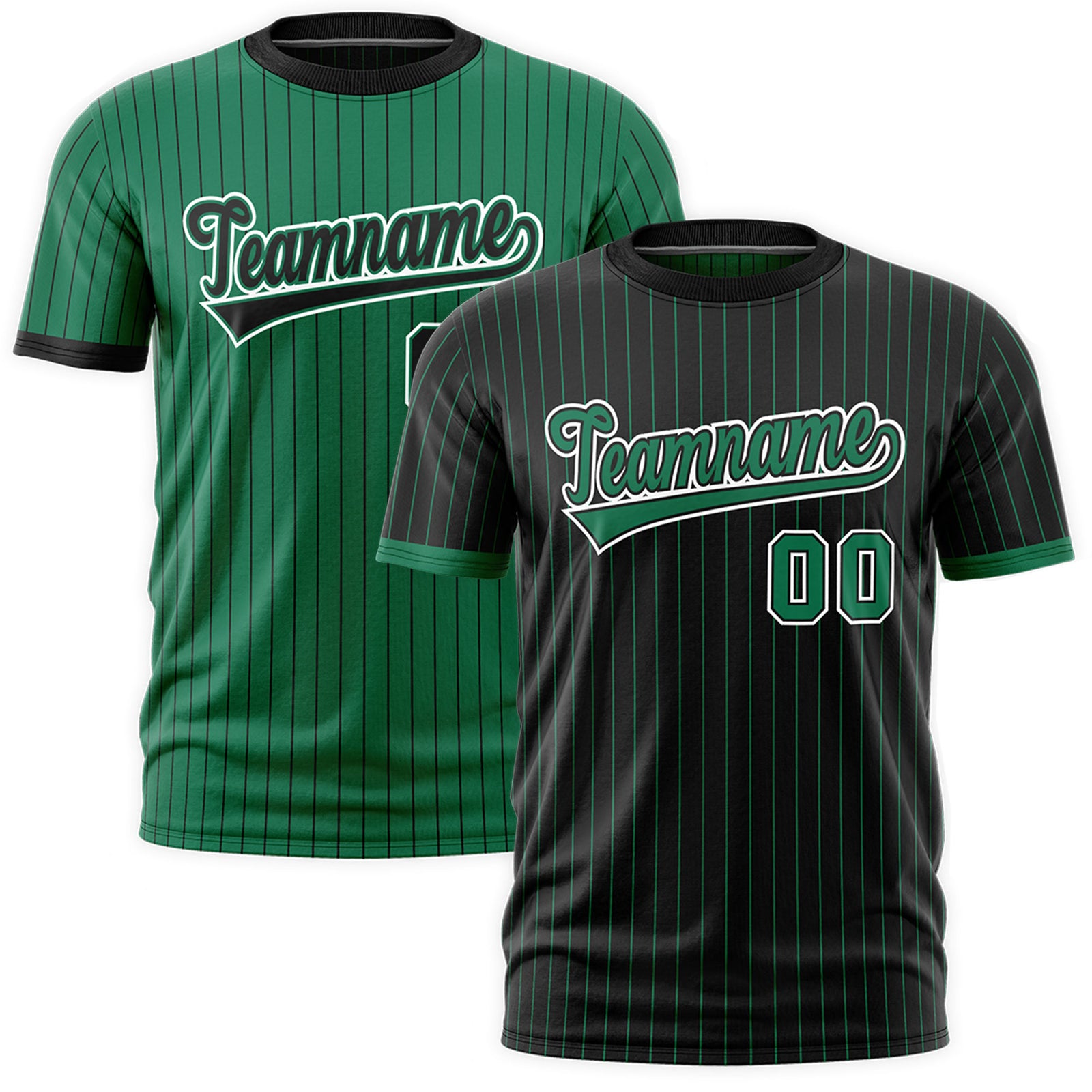 Custom Kelly Green Black White Reversible Stripe Fashion T-shirt| KXKSHOP