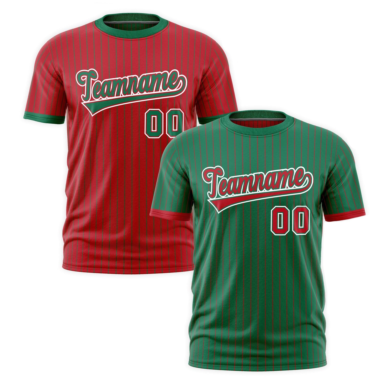 Custom Red Kelly Green White Reversible Stripe Fashion T-shirt| KXKSHOP