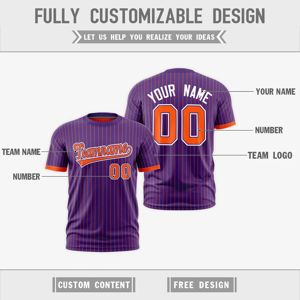 Custom Orange Purple White Reversible Stripe Fashion T-shirt| KXKSHOP