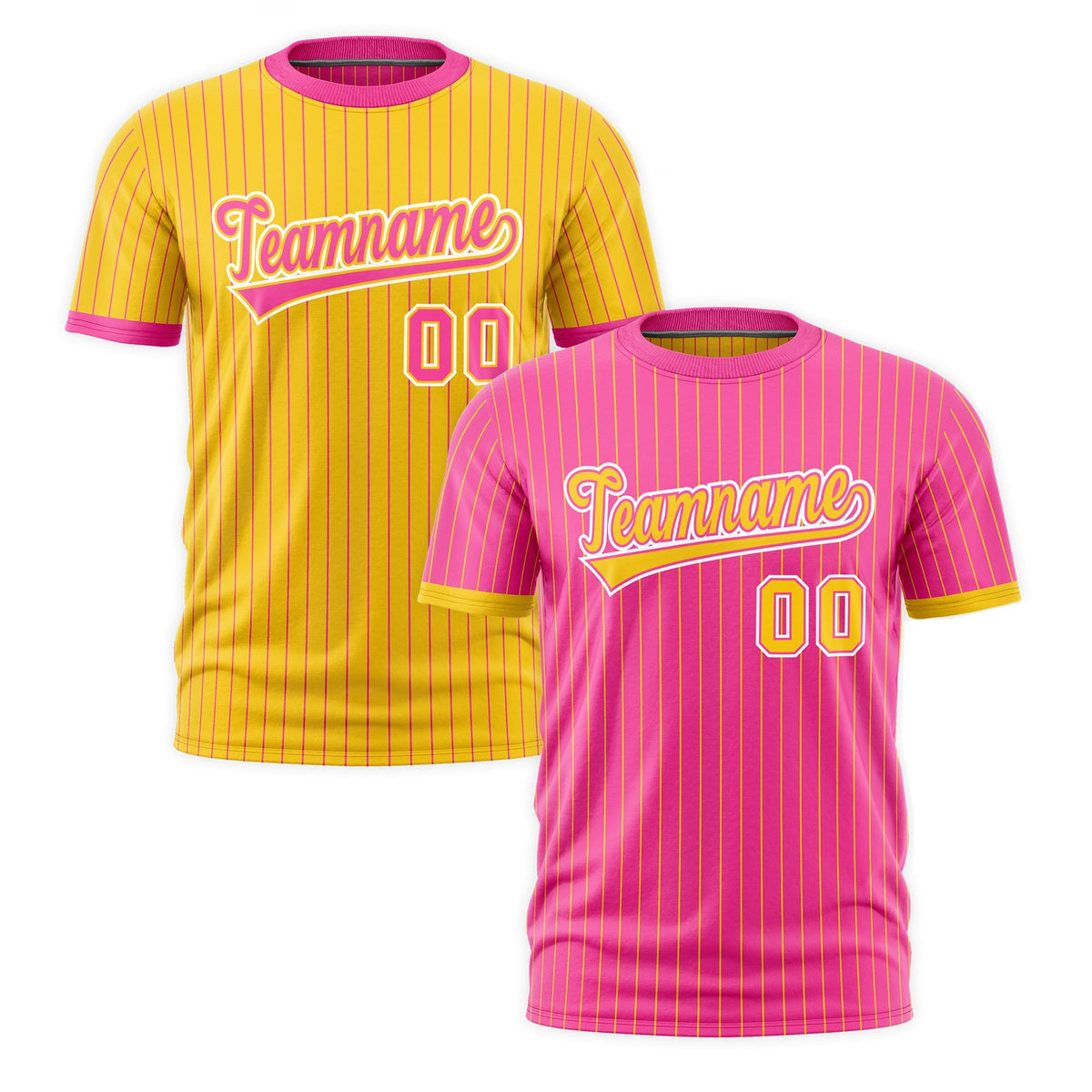 Custom Gold Pink White Reversible Stripe Fashion T-shirt| KXKSHOP