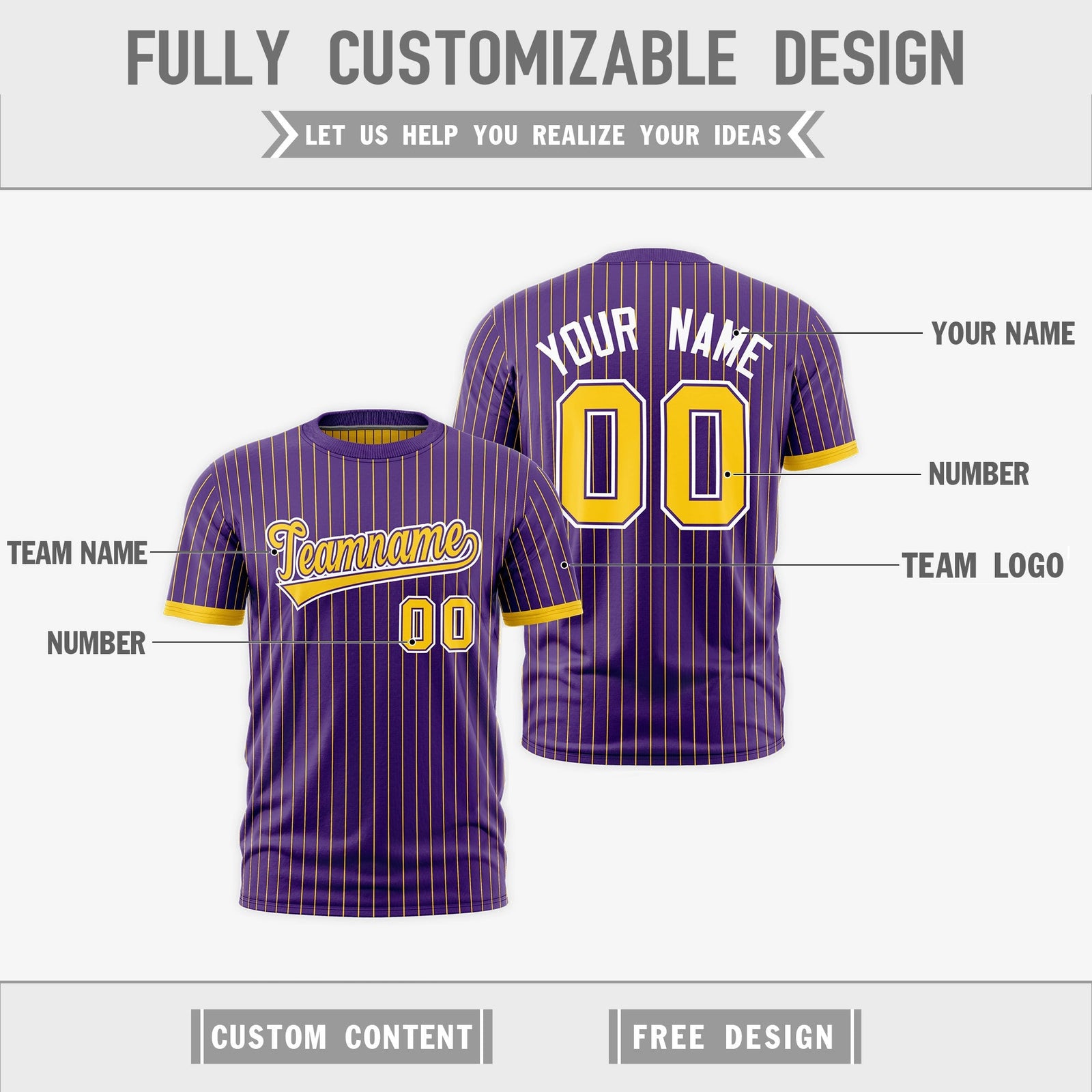 Custom Gold Purple White Reversible Stripe Fashion T-shirt| KXKSHOP