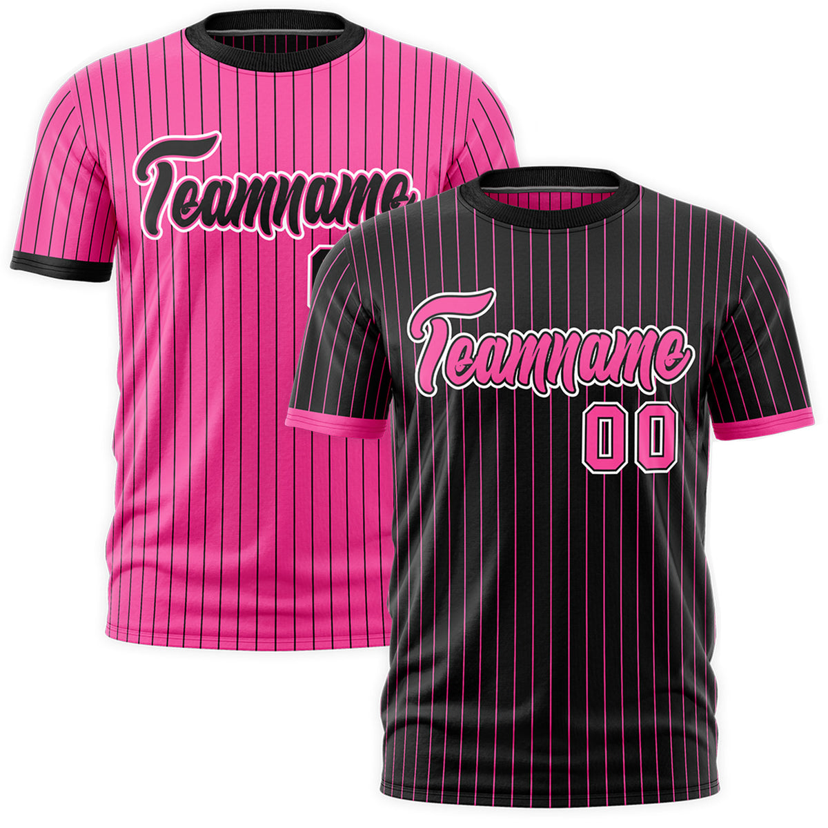 Custom Pink Black White Reversible Stripe Fashion T-shirt| KXKSHOP