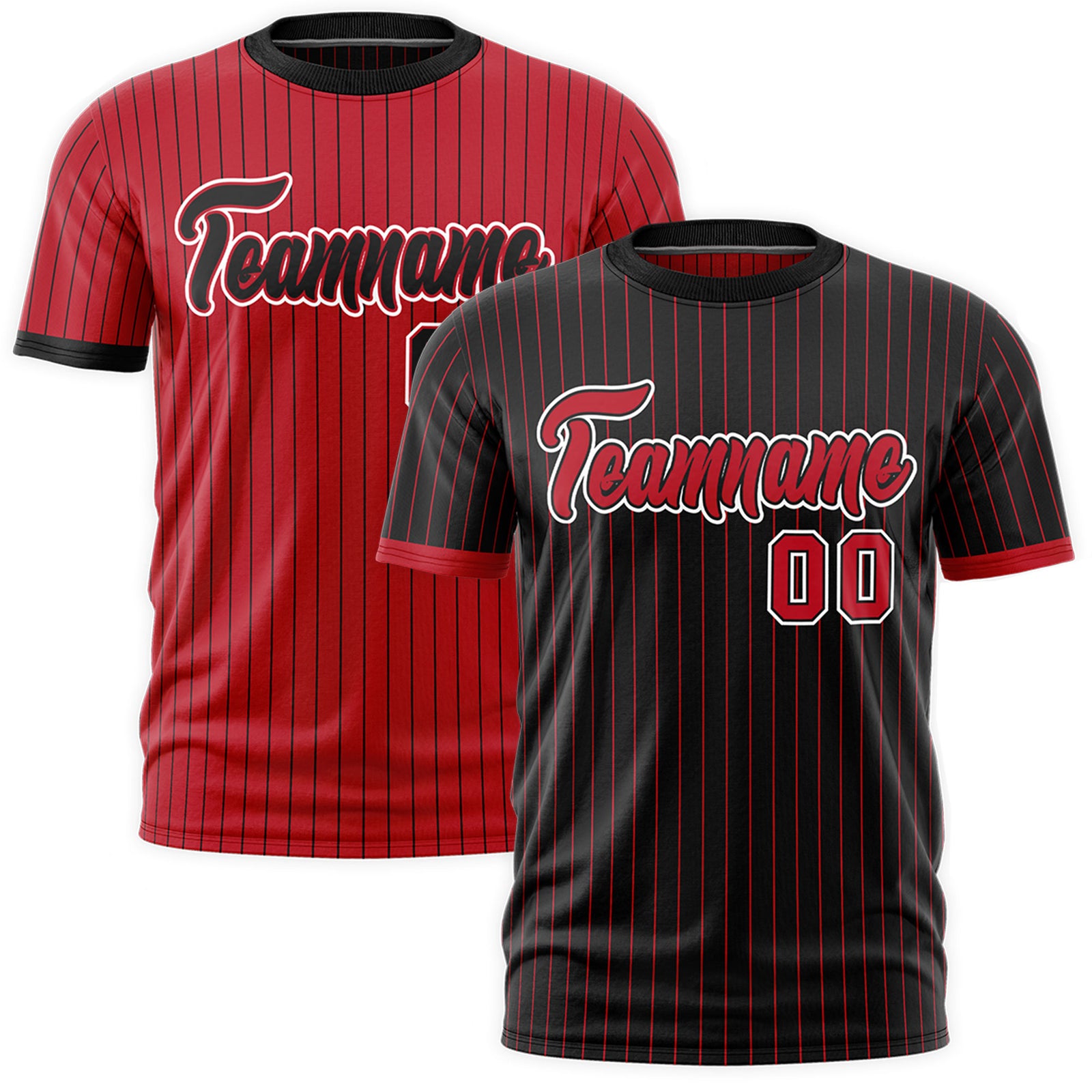 Custom Red Black White Reversible Stripe Fashion T-shirt| KXKSHOP