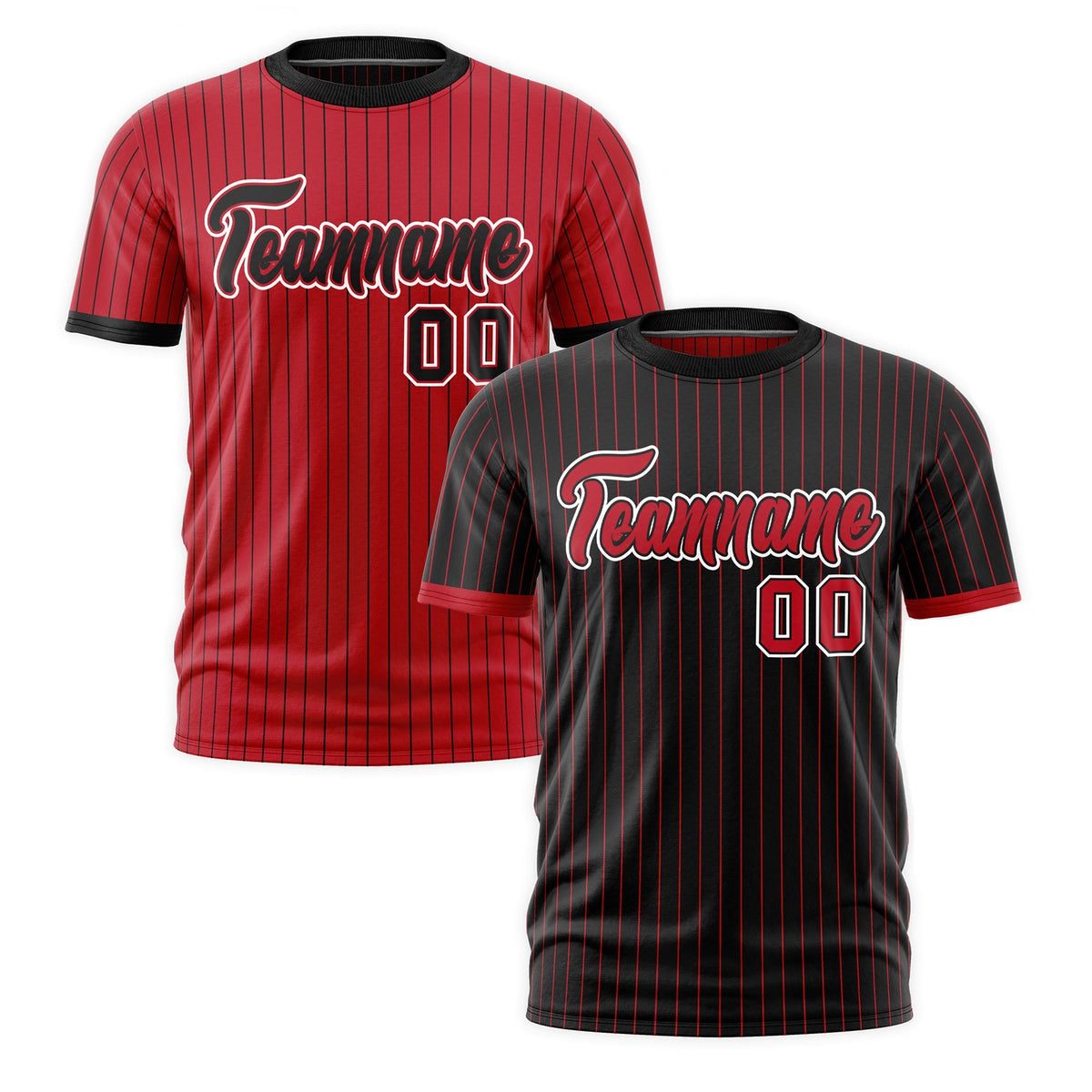Custom Red Black White Reversible Stripe Fashion T-shirt| KXKSHOP