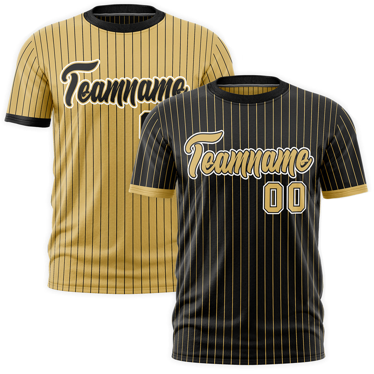 Custom Old Gold Black White Reversible Stripe Fashion T-shirt| KXKSHOP