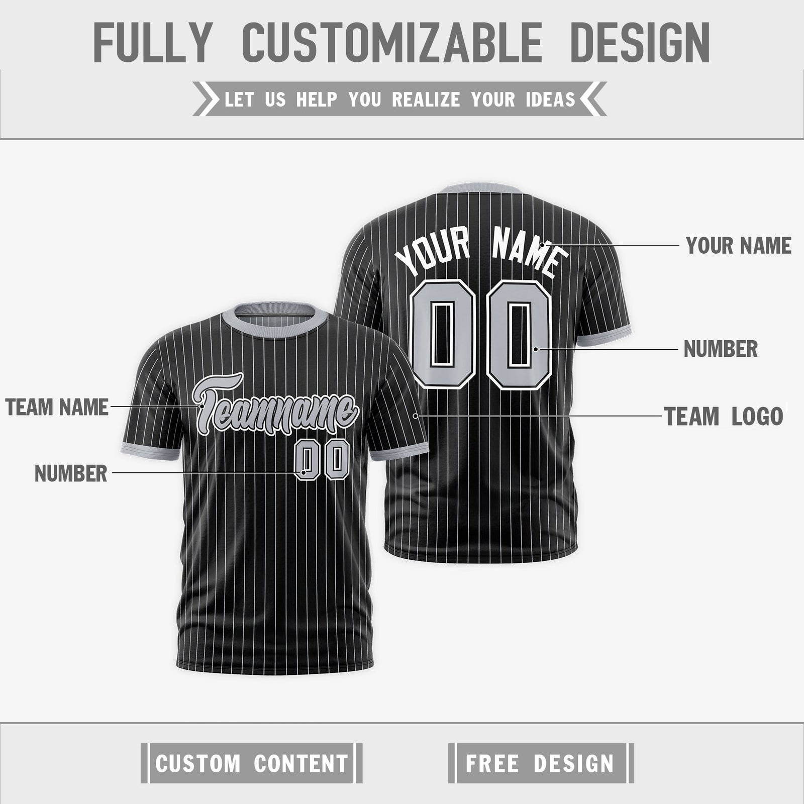 Custom Silver Black White Reversible Stripe Fashion T-shirt| KXKSHOP