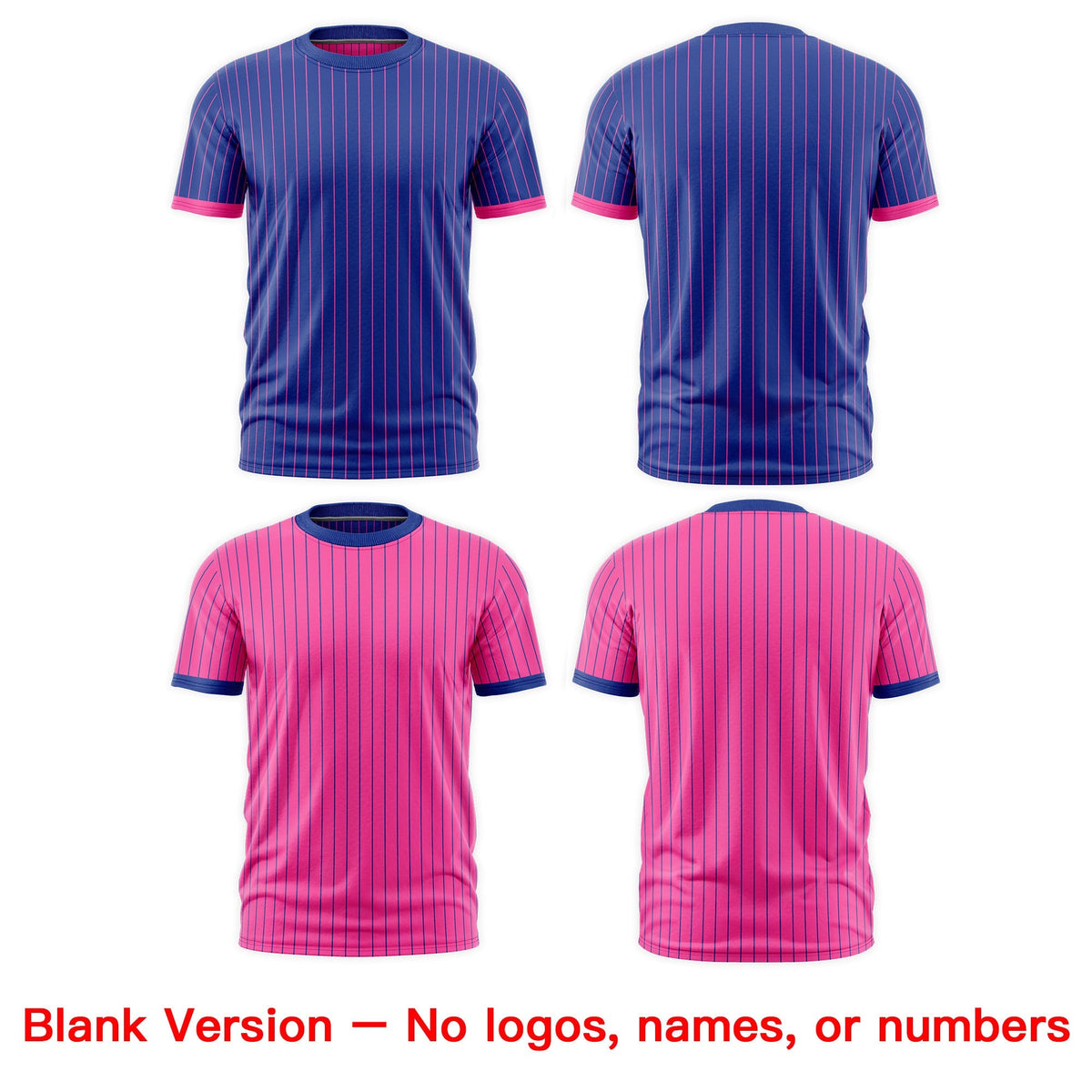 Custom Pink Royal Blue White Reversible Stripe Fashion T-shirt| KXKSHOP