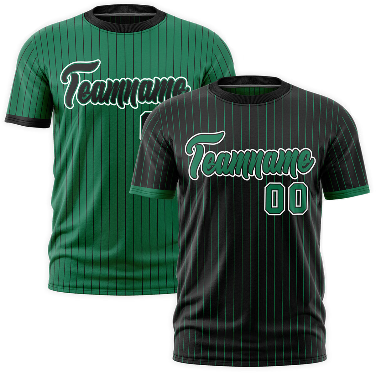 Custom Kelly Green Black White Reversible Stripe Fashion T-shirt| KXKSHOP