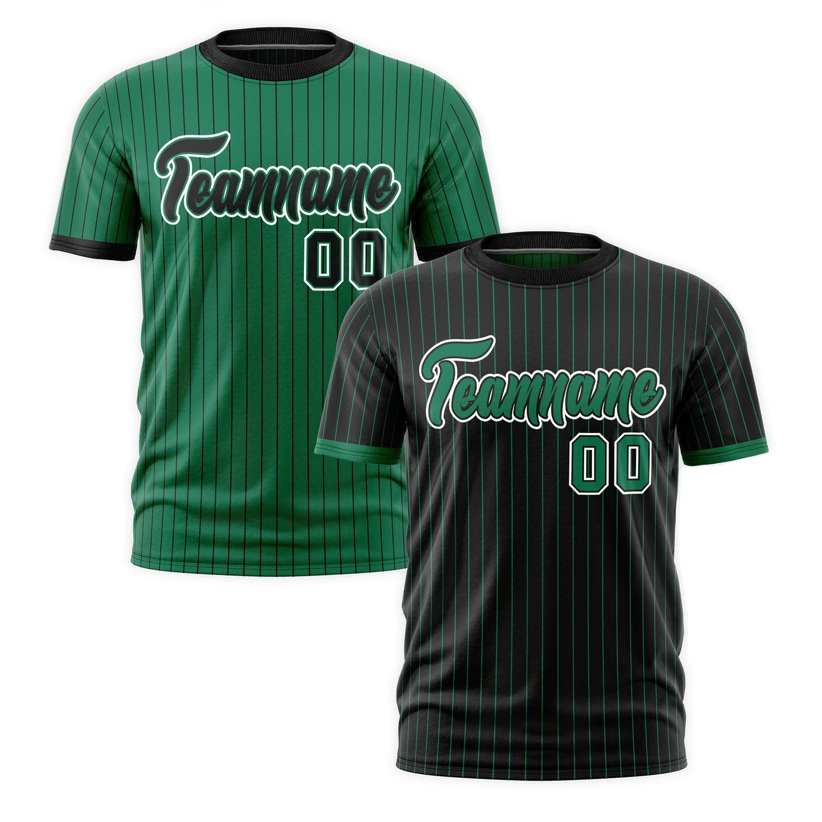 Custom Kelly Green Black White Reversible Stripe Fashion T-shirt| KXKSHOP