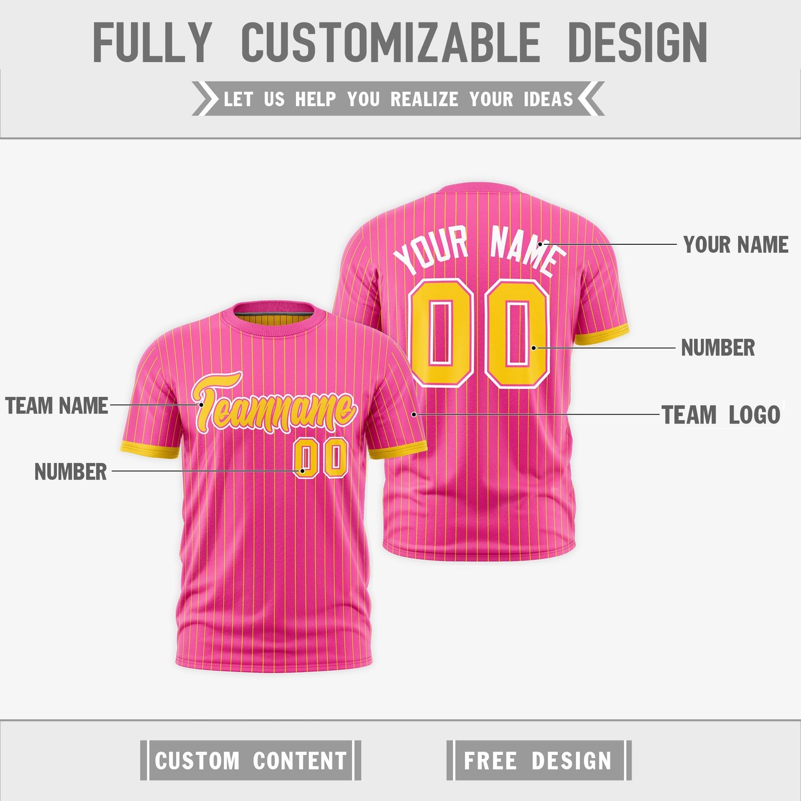 Custom Gold Pink White Reversible Stripe Fashion T-shirt| KXKSHOP