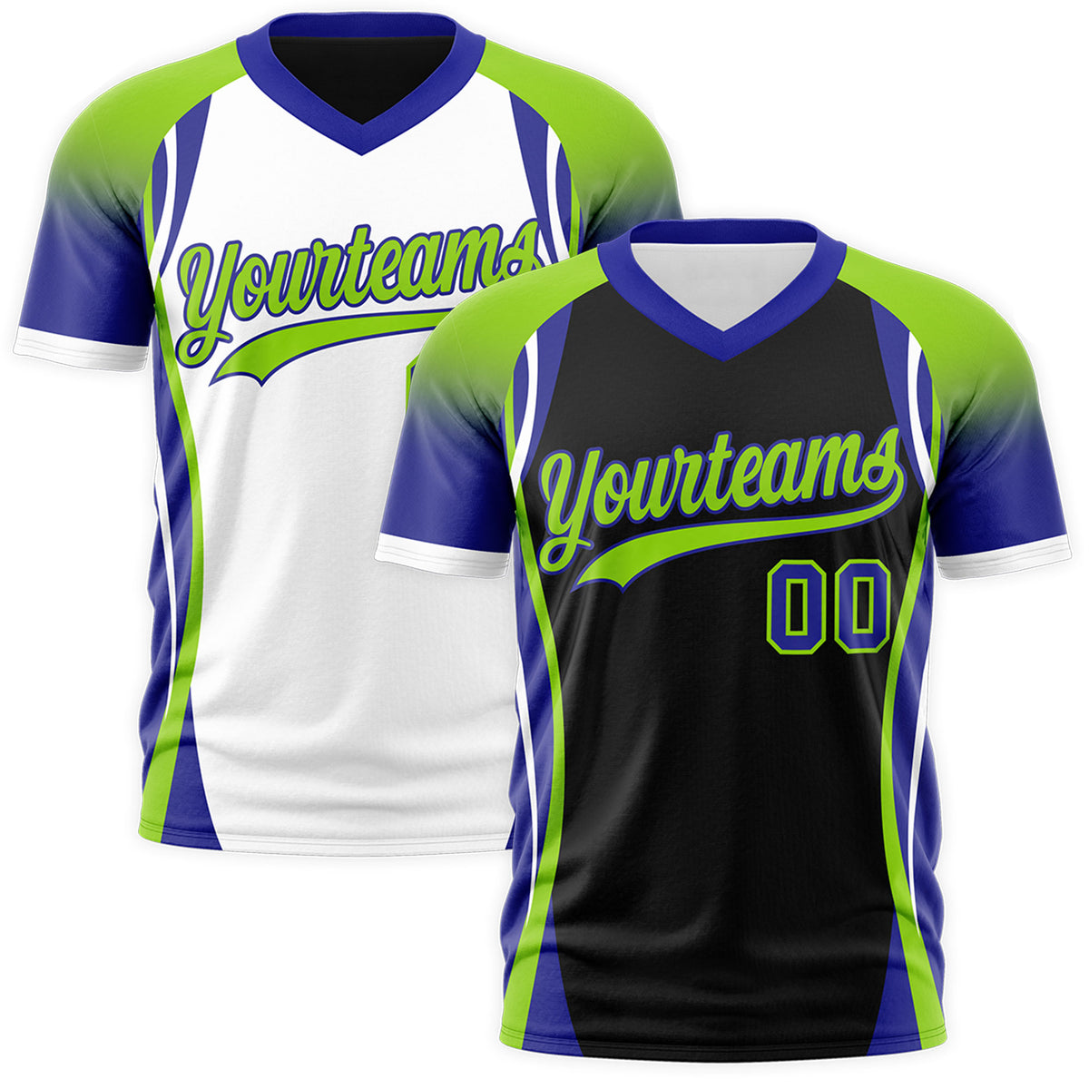 Custom Black Neon Green Royal Blue Reversible Breathable T-shirt| KXKSHOP