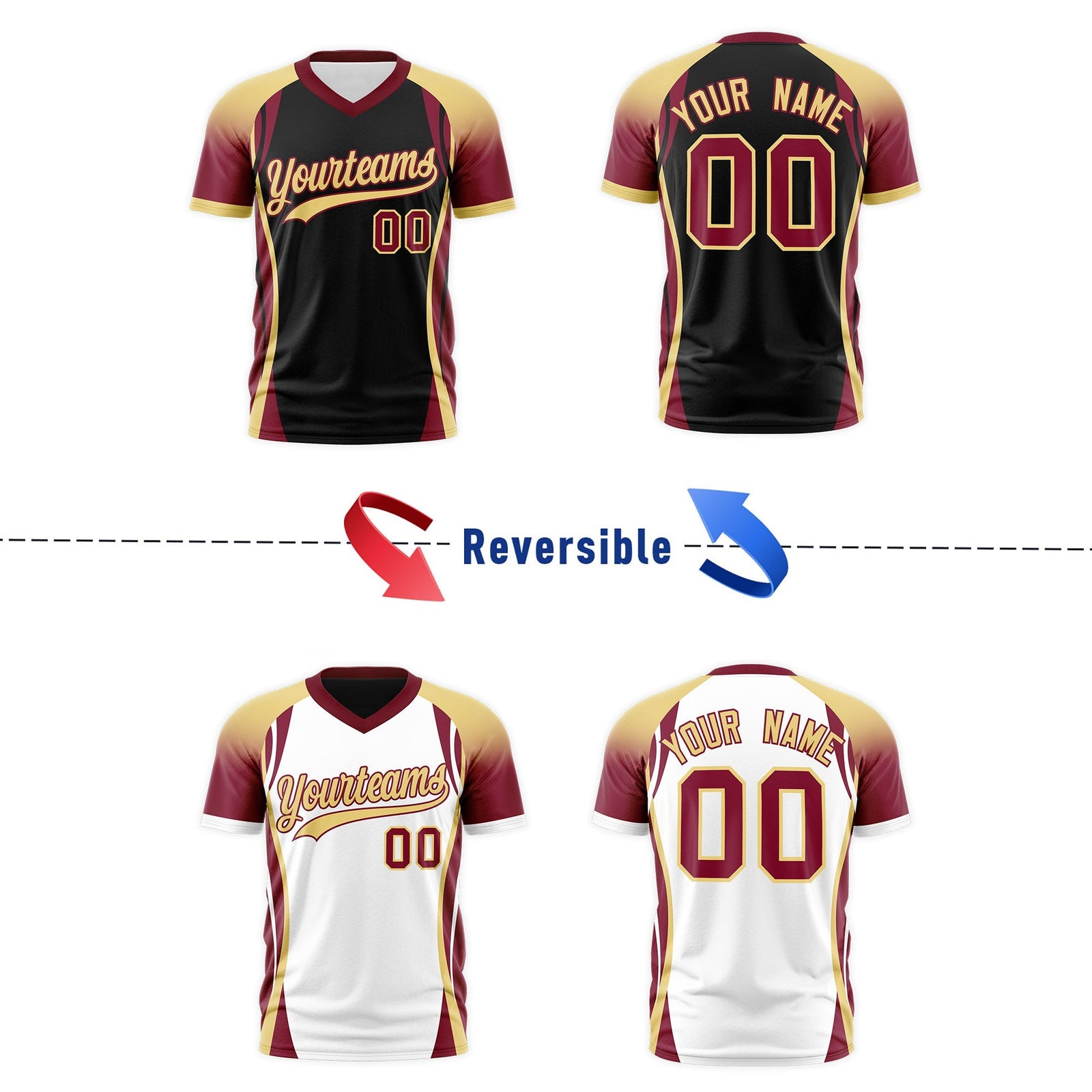 Custom Black Khaki Crimson Reversible Breathable T-shirt| KXKSHOP