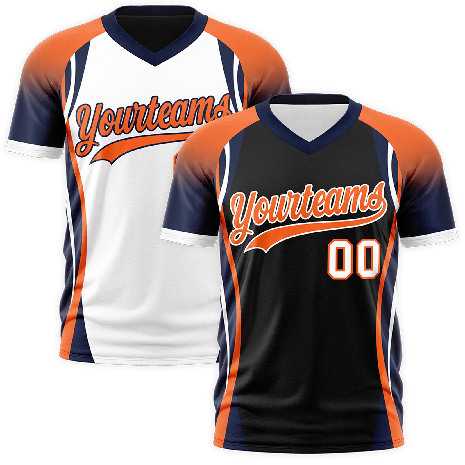Custom Black Orange Navy Reversible Wrinkle-Resistant T-shirt| KXKSHOP