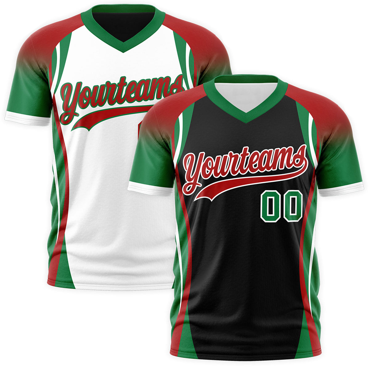 Custom Black Red Kelly Green Reversible Wrinkle-Resistant T-shirt| KXKSHOP