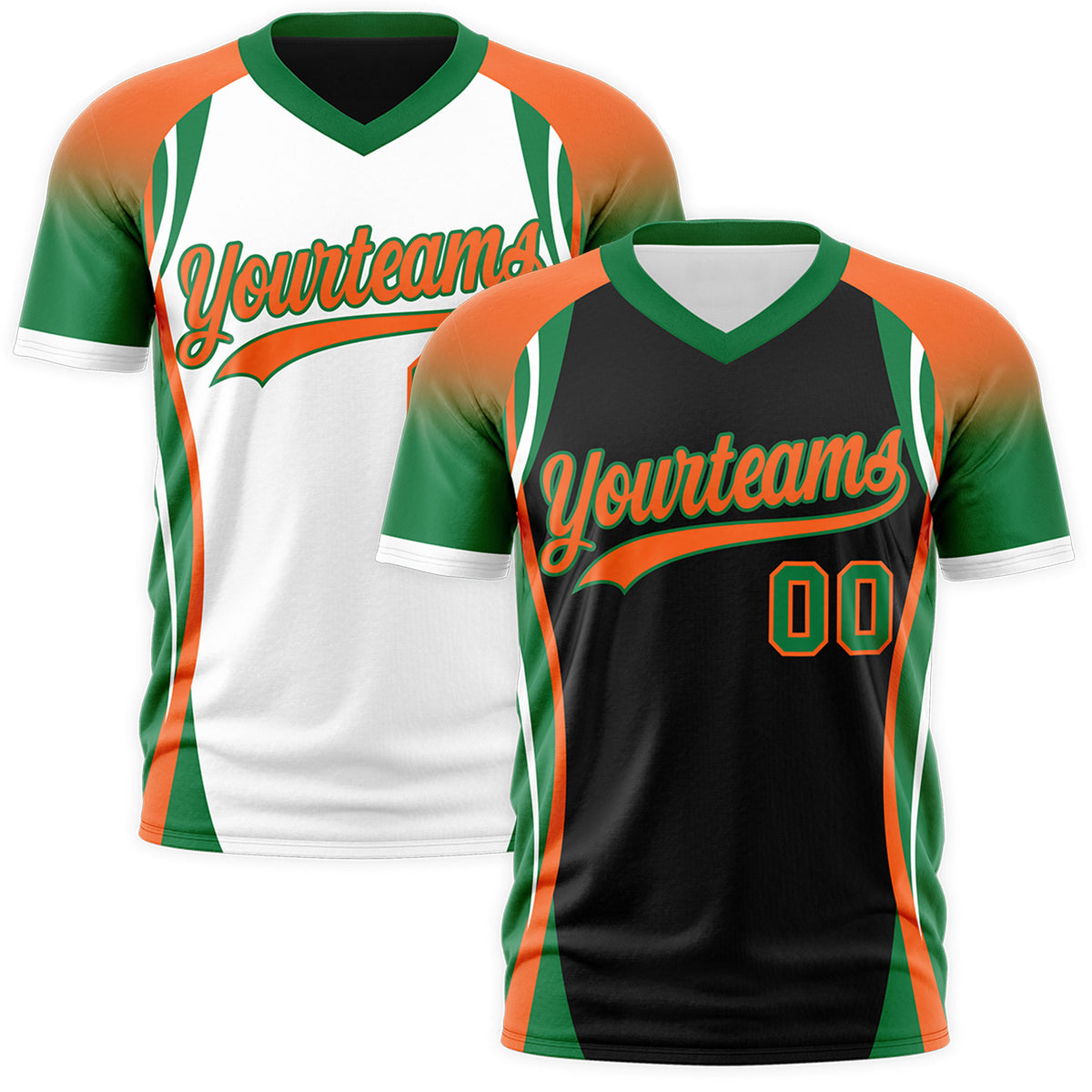 Custom Black Orange Kelly Green Reversible Breathable T-shirt| KXKSHOP