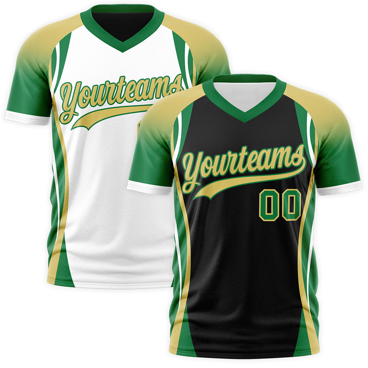 Custom Black Old Gold Kelly Green Reversible Breathable T-shirt| KXKSHOP